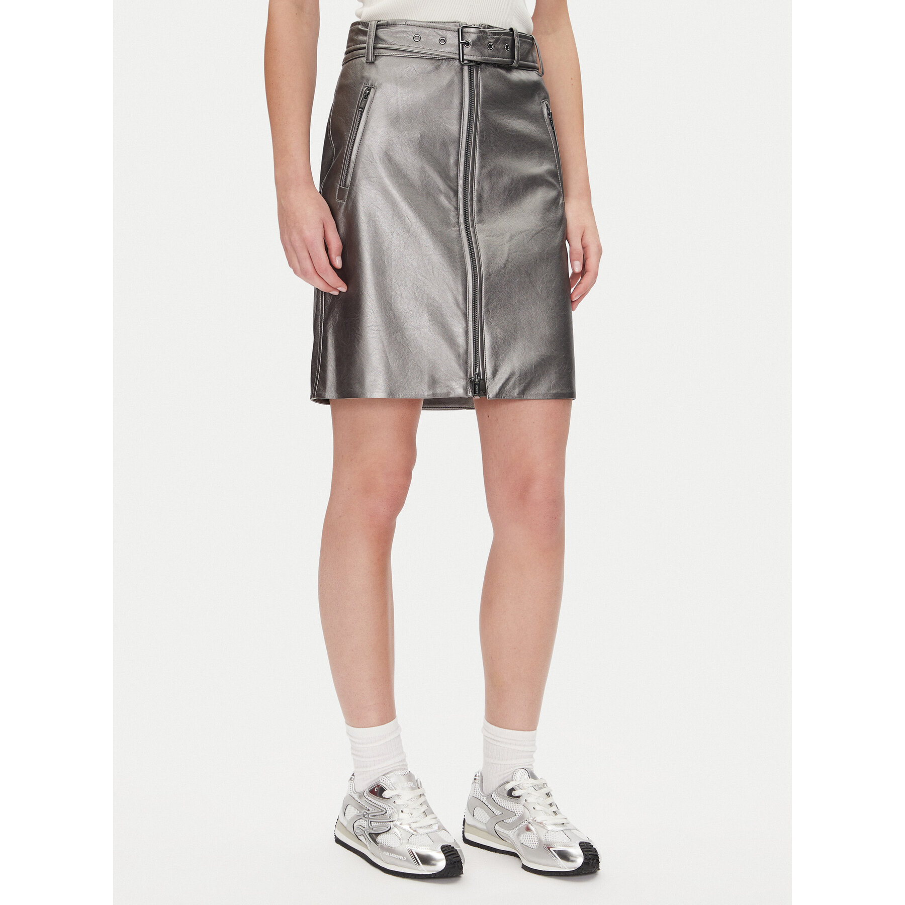 DKNY Rock aus Kunstleder P4JN6XIM Silberfarben Regular Fit