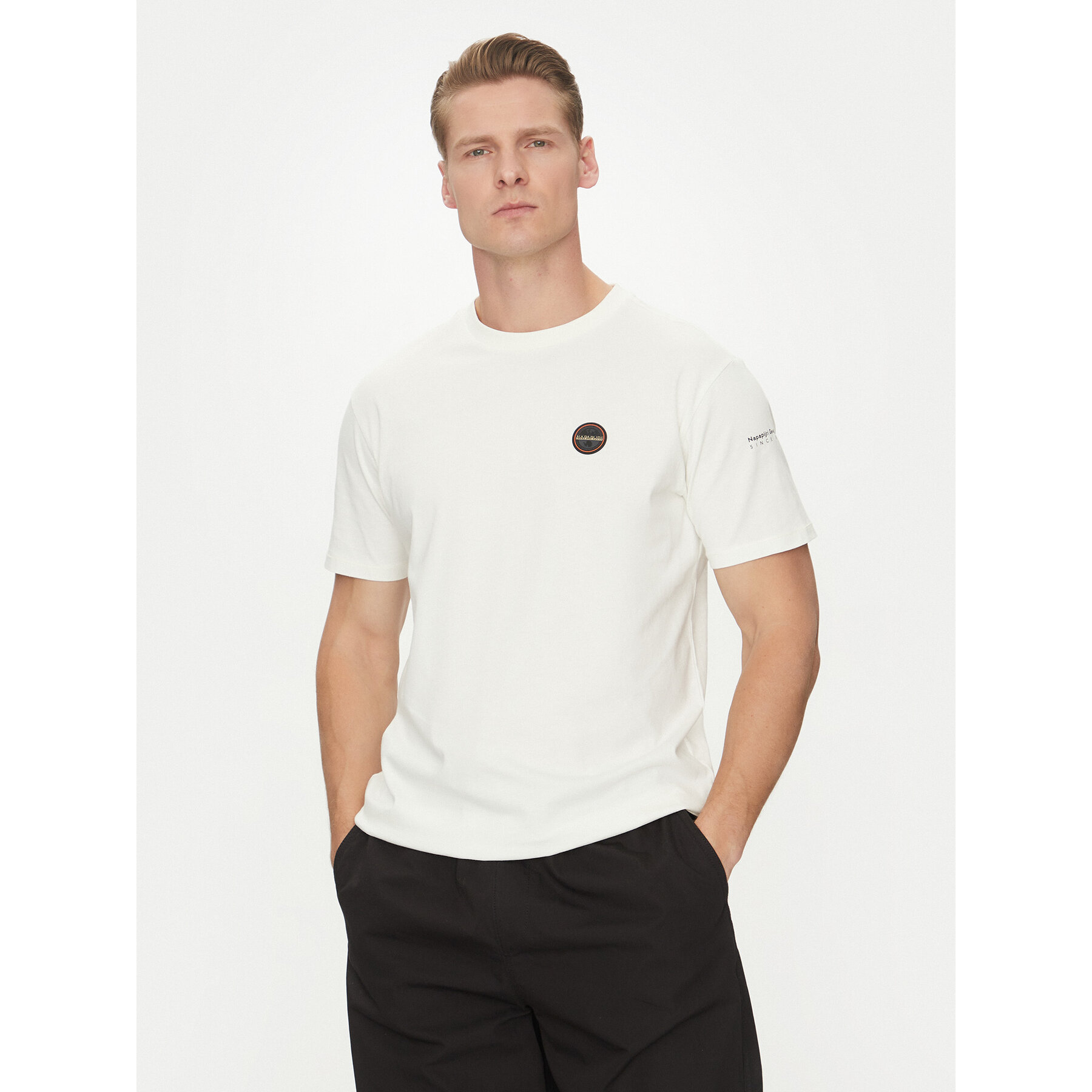 Napapijri T-Shirt S-Badge NP0A4I3N Λευκό Regular Fit