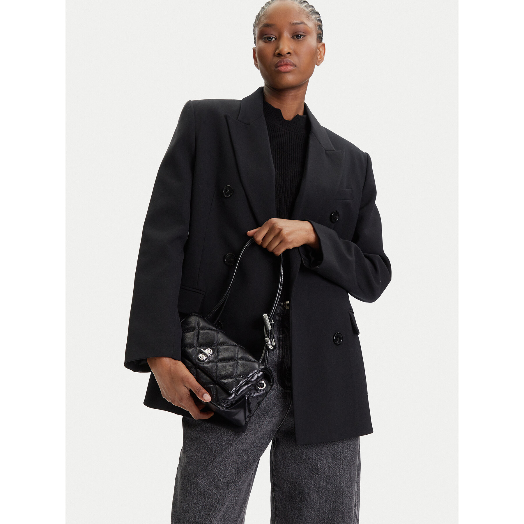 Geantă Marc Jacobs The Quilted Mini Dual Shoulder Bag 2S5HSH023H02 Negru