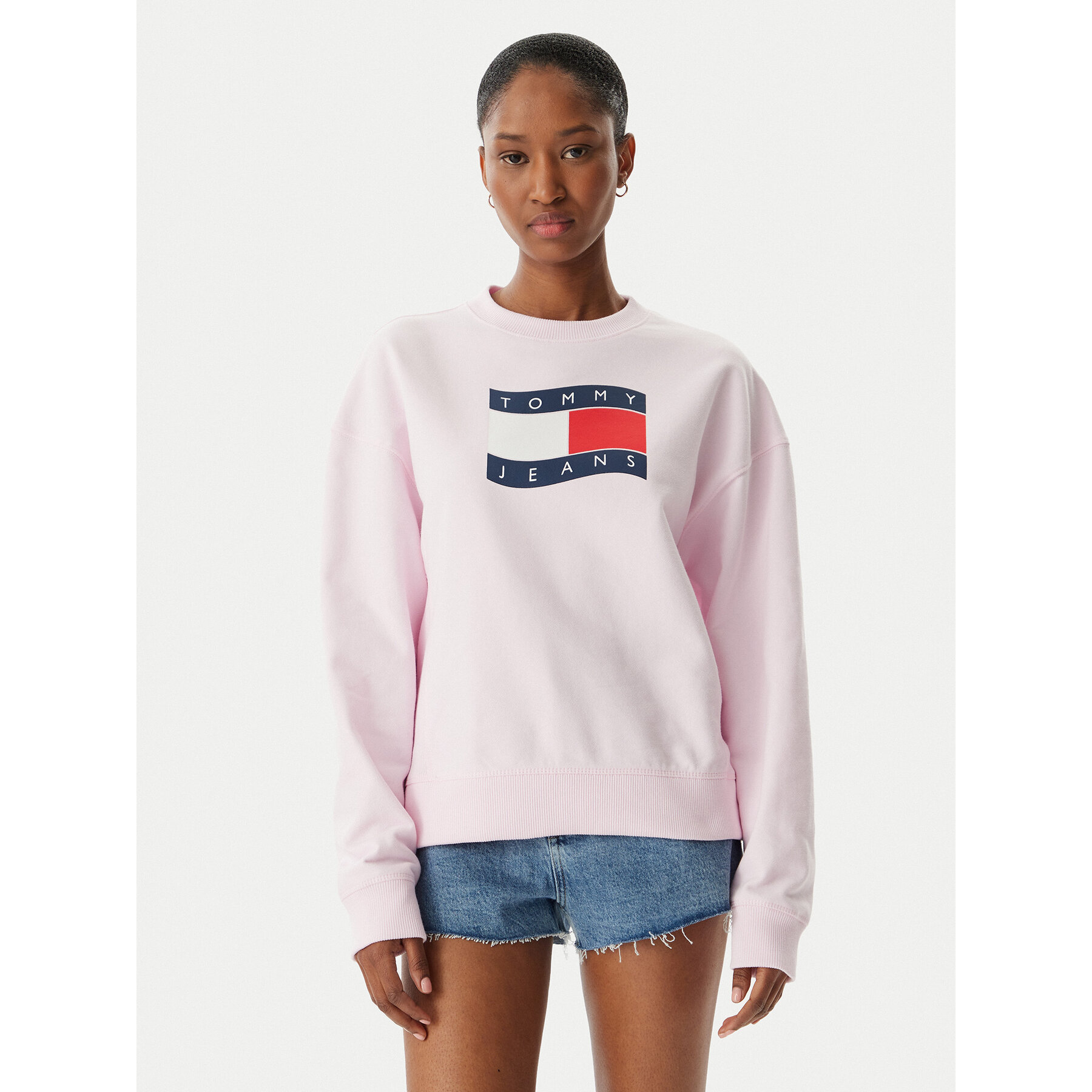 Tommy Jeans Sweatshirt Wavy Flag DW0DW22742 Hellrosa Boxy Fit