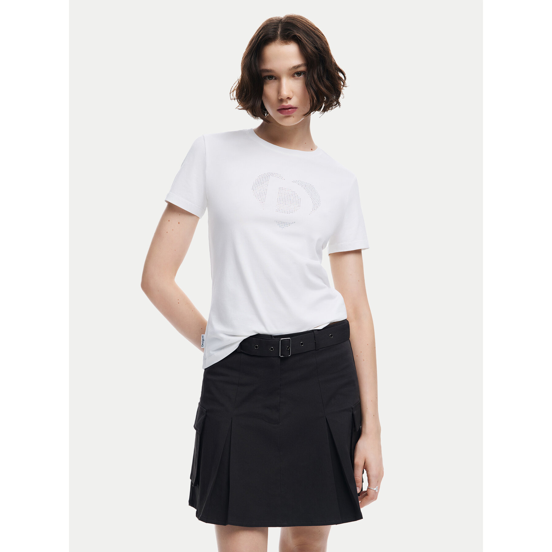 Desigual T-Shirt Daisy 24WWTK01 Weiß Slim Fit, Größe S