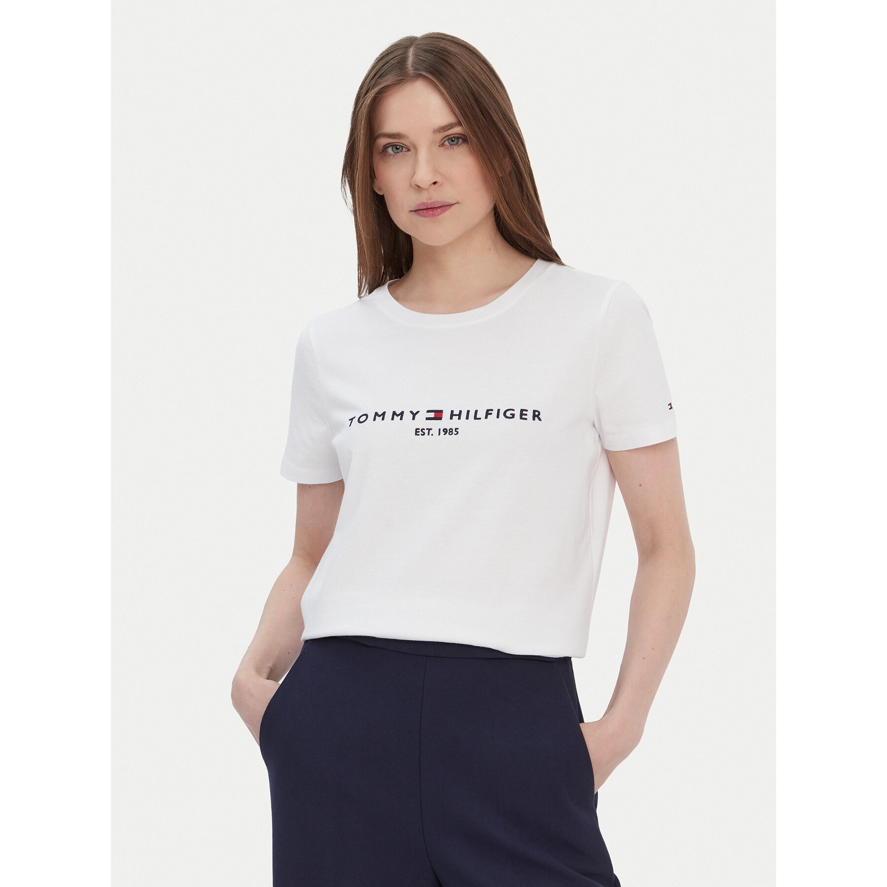 Tommy Hilfiger T-shirt Heritage C-Nk WW0WW31999 Bijela Regular Fit