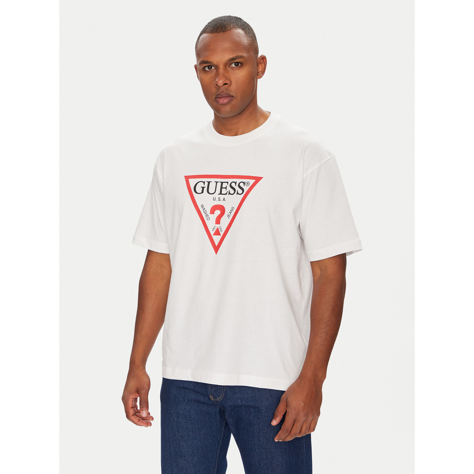 Guess Jeans Póló M4YI45 K8FQ4 Fehér Oversize