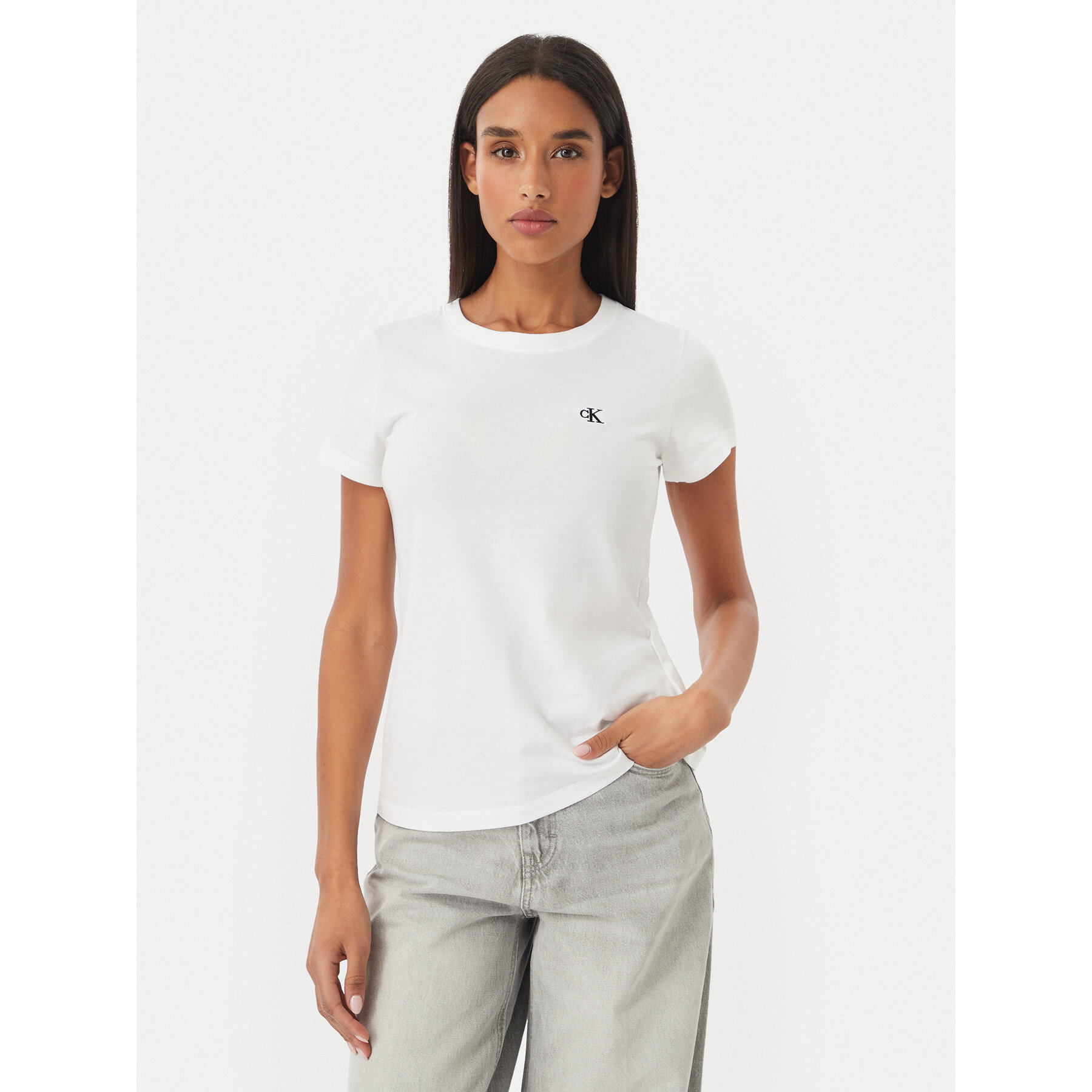 Calvin Klein Jeans T-shirt J20J212883 Bijela Slim Fit