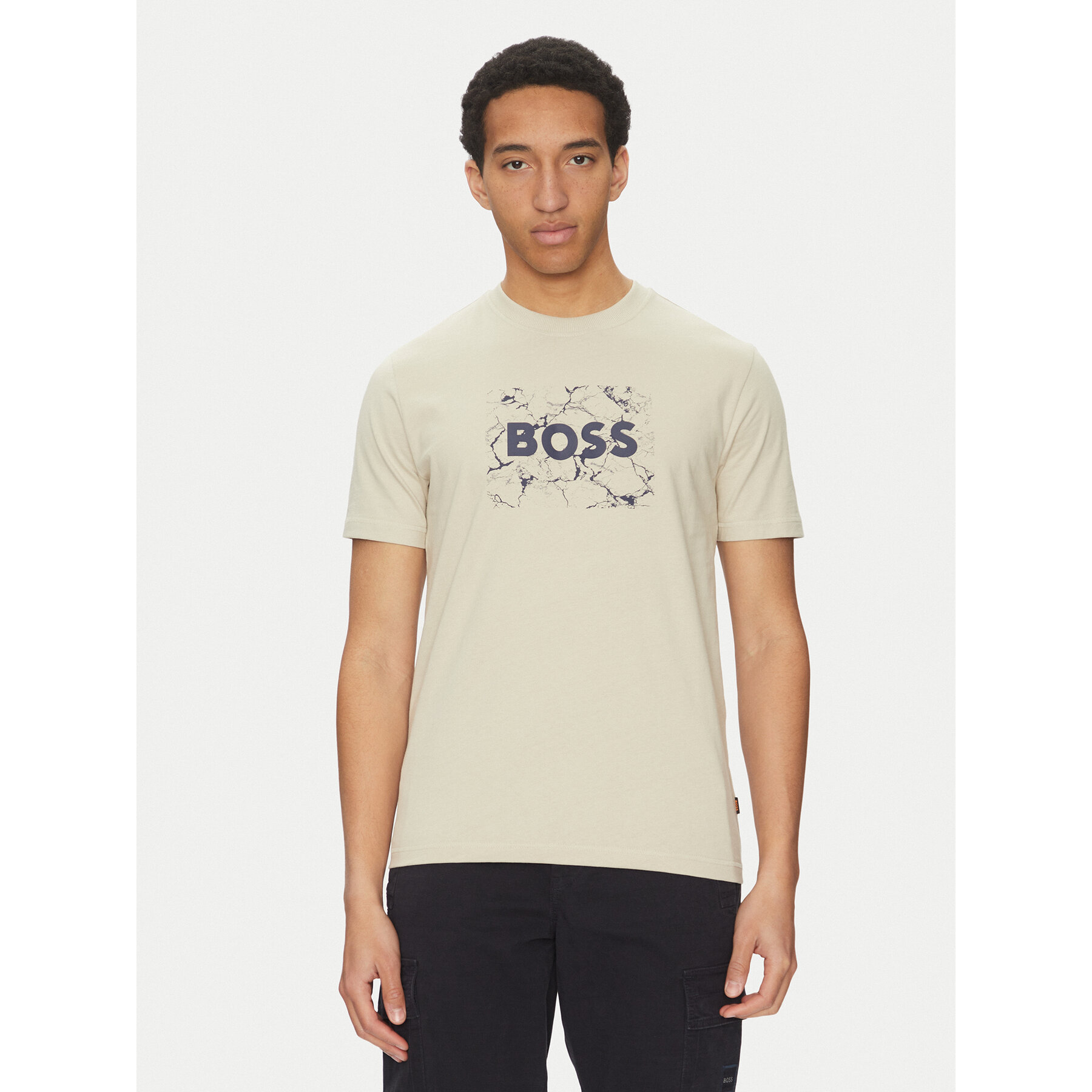 BOSS Póló Logo Space 50539186 Bézs Regular Fit