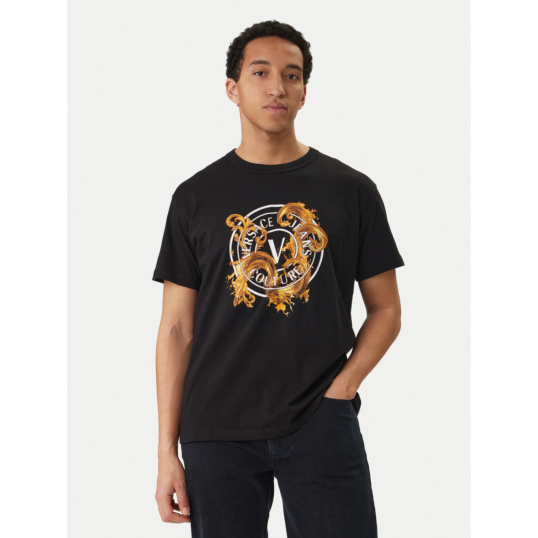 Versace Jeans Couture T-Shirt 80GAHE01 CJ00E Schwarz Regular Fit