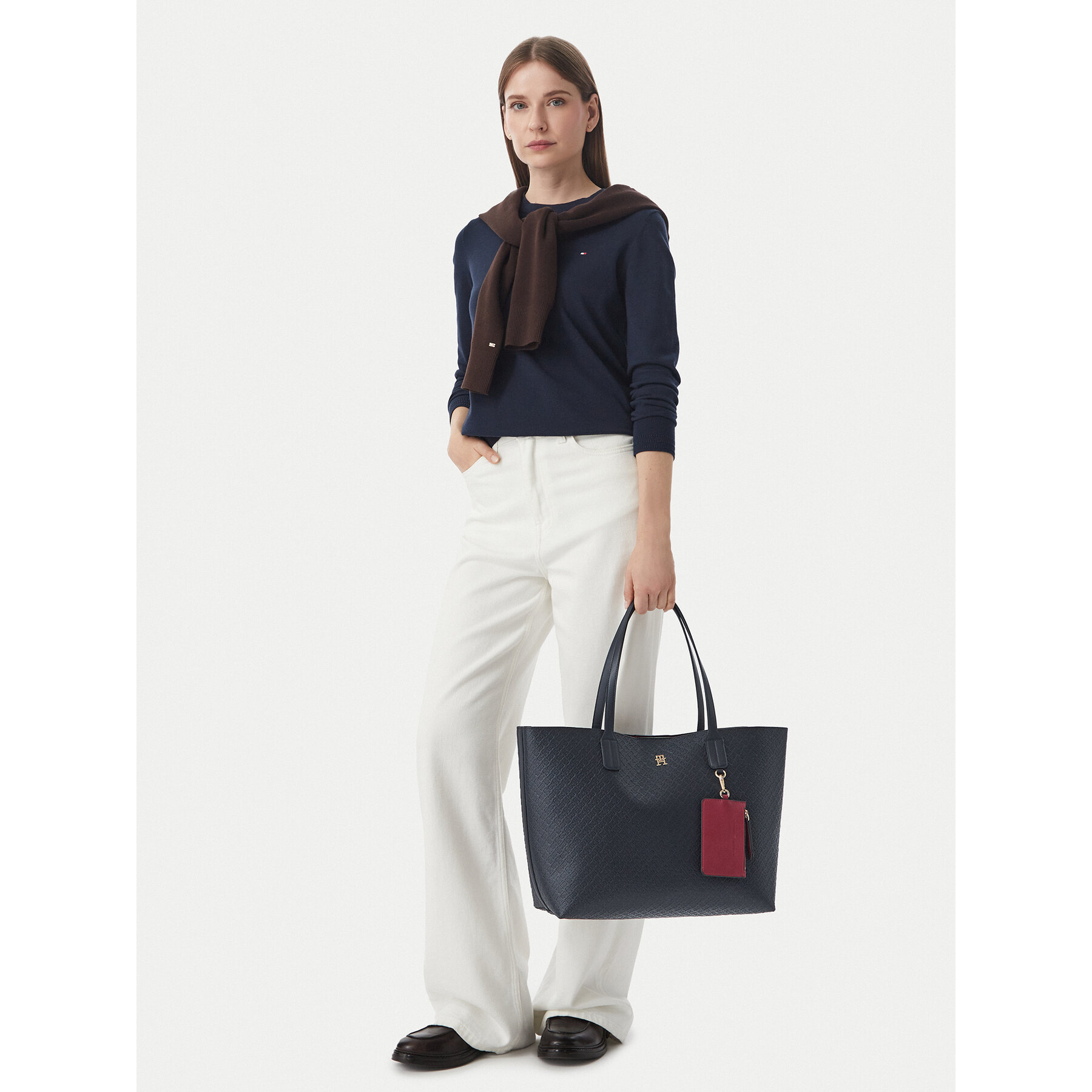 Tommy Hilfiger Τσάντα Tommy Hilfiger Th Icon Tote Mono AW0AW19004 Σκούρο μπλε