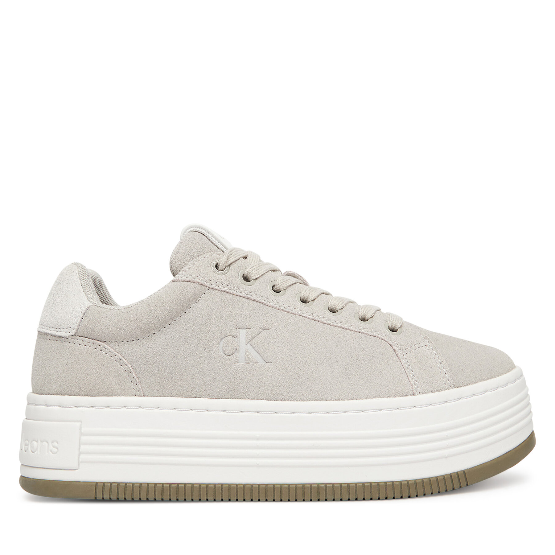 Sneakersy Calvin Klein Jeans Bold Flatf Low Lace Mg Sd YW0YW01839 Sivá
