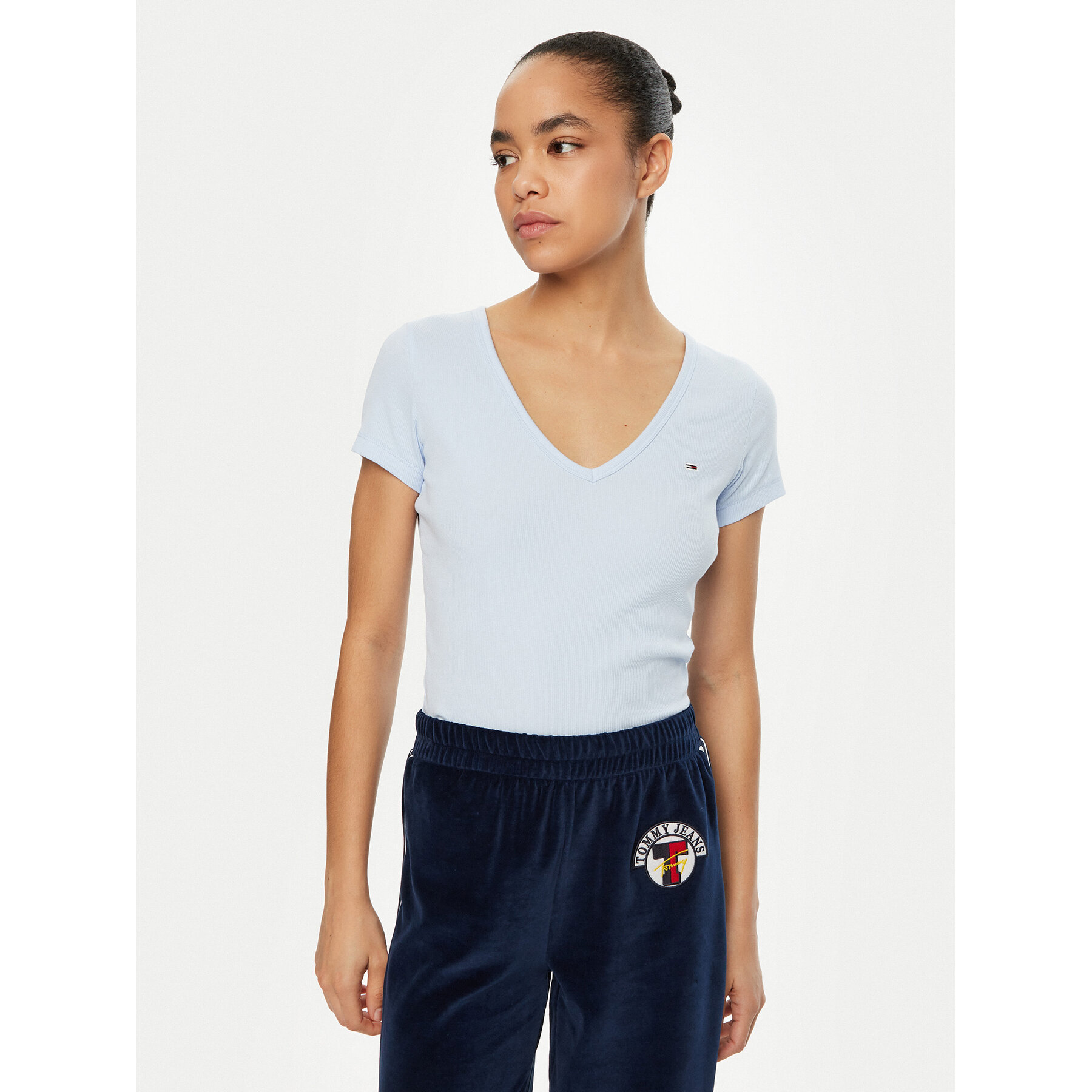 Tommy Jeans T-shirt Essential DW0DW17385 Celeste Slim Fit