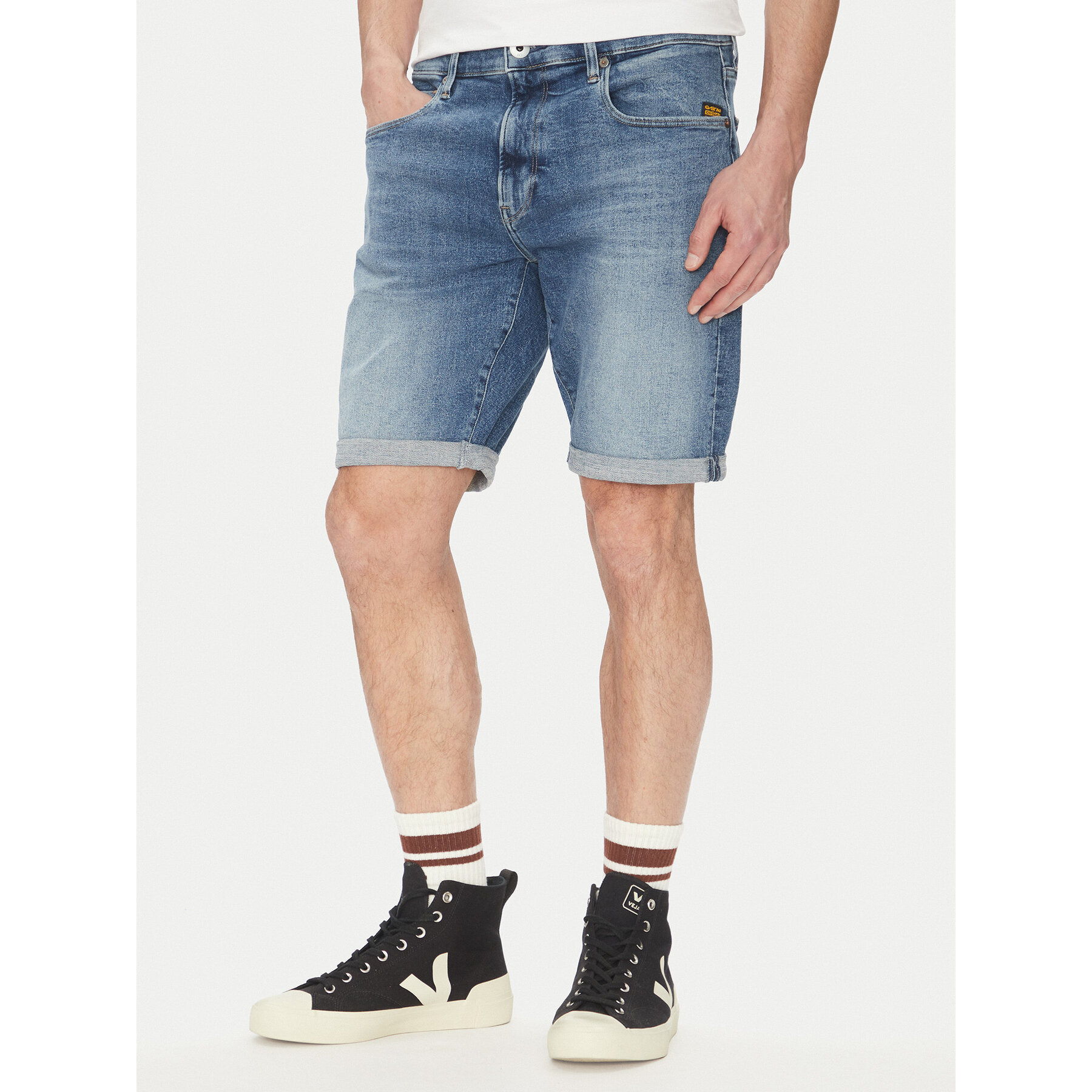 G-Star Raw Kratke traperice 3301 D10481 D634 H096 Plava Slim Fit