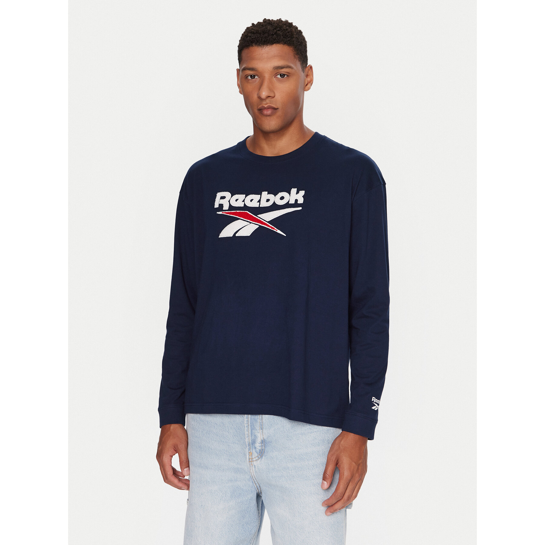 Reebok Majica dugih rukava RK25155CCM Tamnoplava Regular Fit