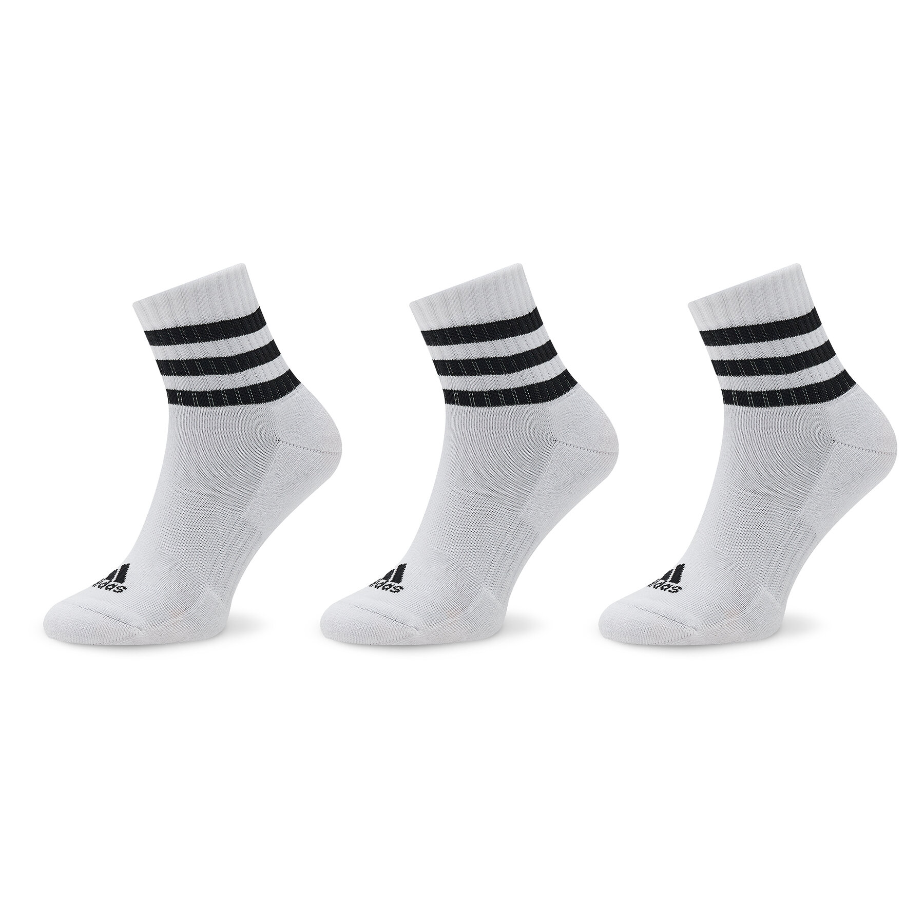 Krátke ponožky adidas 3-Stripes Cushioned Sportswear Mid-Cut Socks 3 Pairs HT3456 Biela