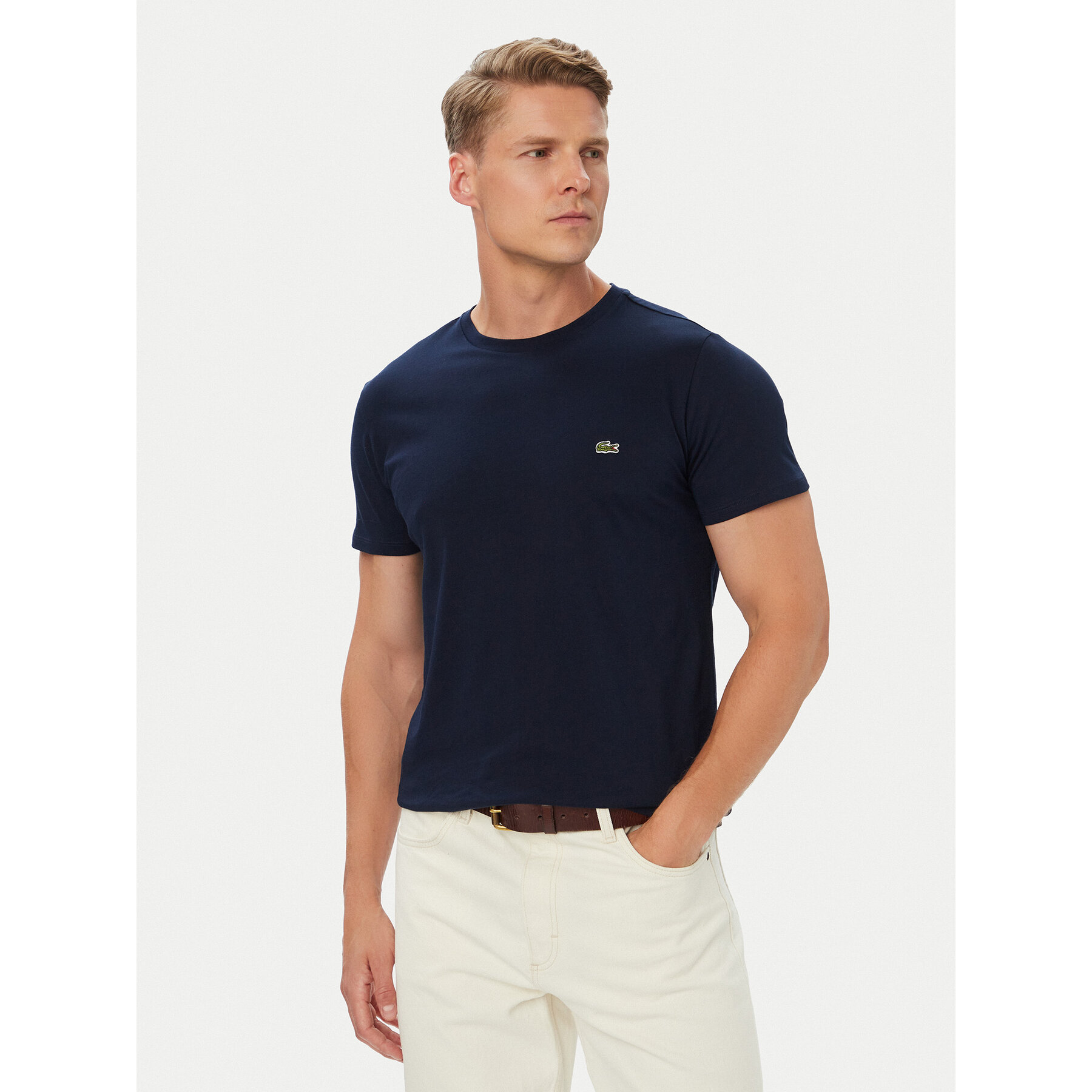 Lacoste Majica TH6709 Mornarsko modra Regular Fit