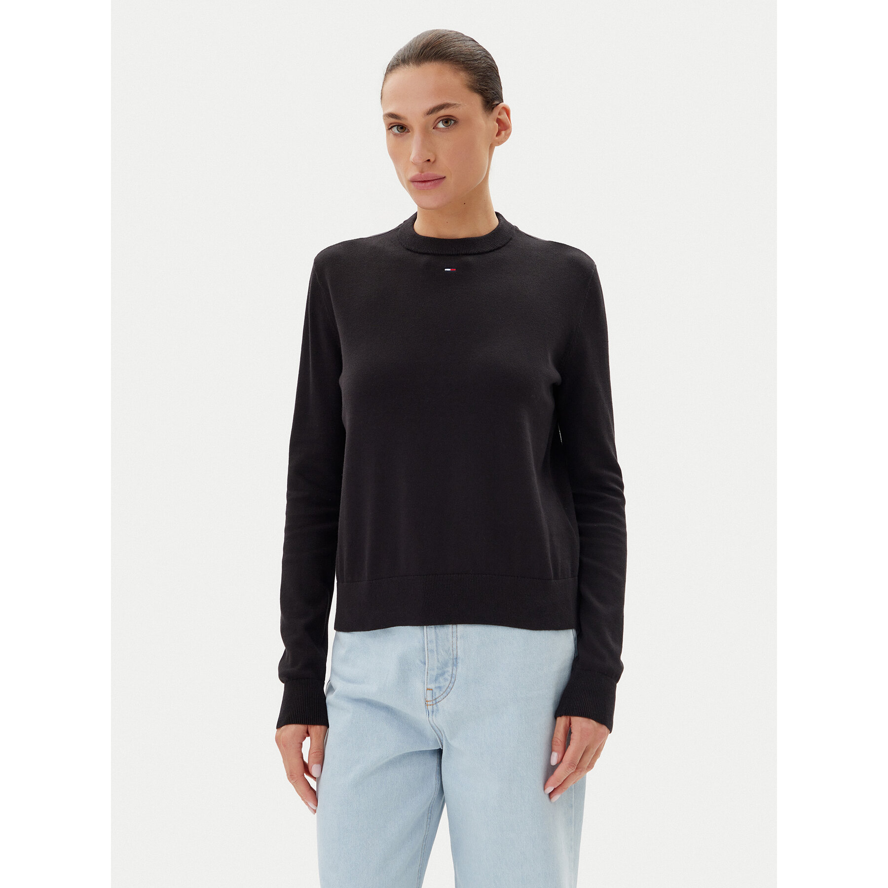 Tommy Jeans Pullover Essential DW0DW20159 Schwarz Regular Fit