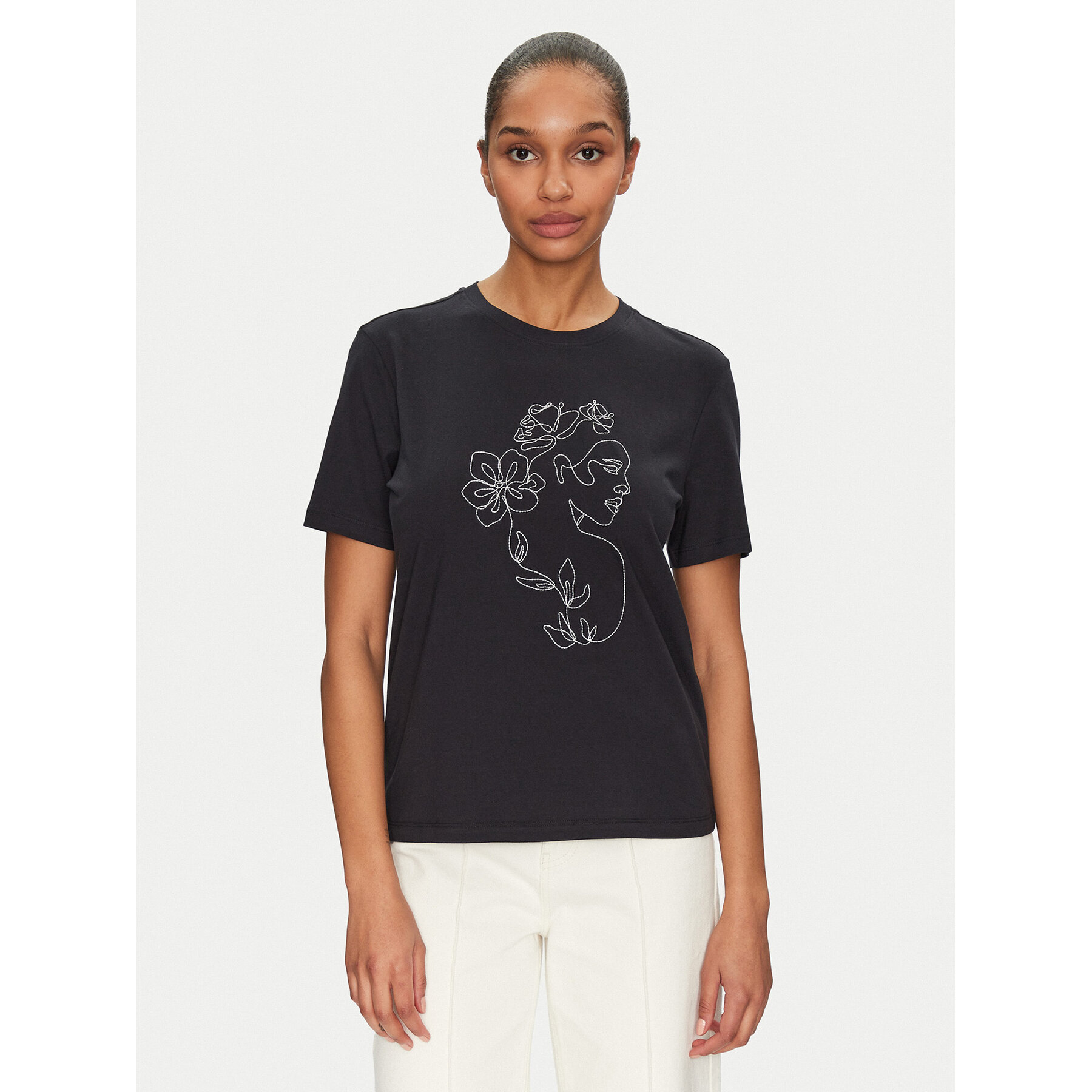 Vila T-Shirt Sybil 14108062 Μαύρο Regular Fit