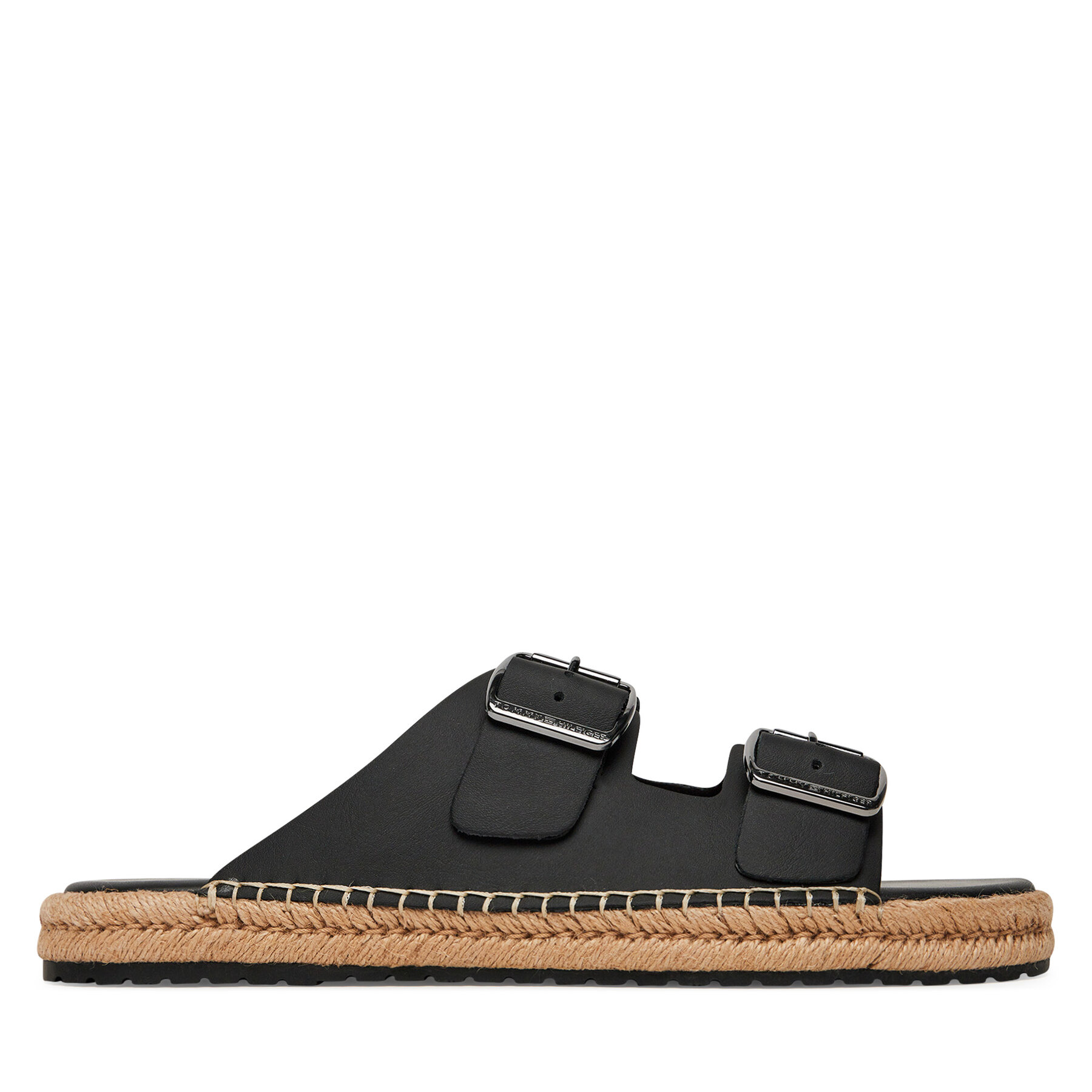 Espadrile Tommy Hilfiger Flex Jutte Hilfiger Lth Sandal FM0FM05646 Crna