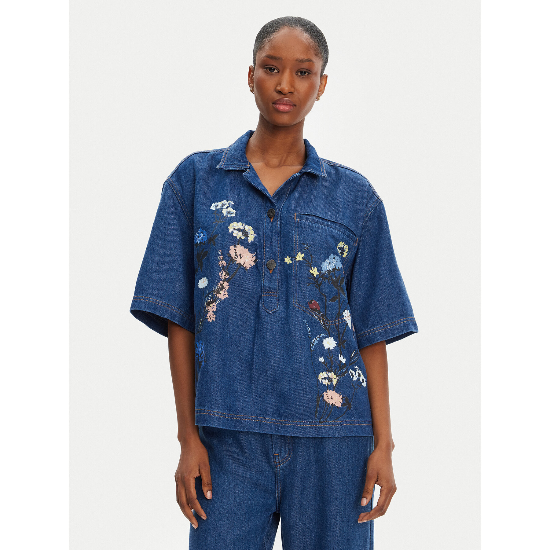 Munthe Jeanshemd Phor 252100525203 Blau Loose Fit