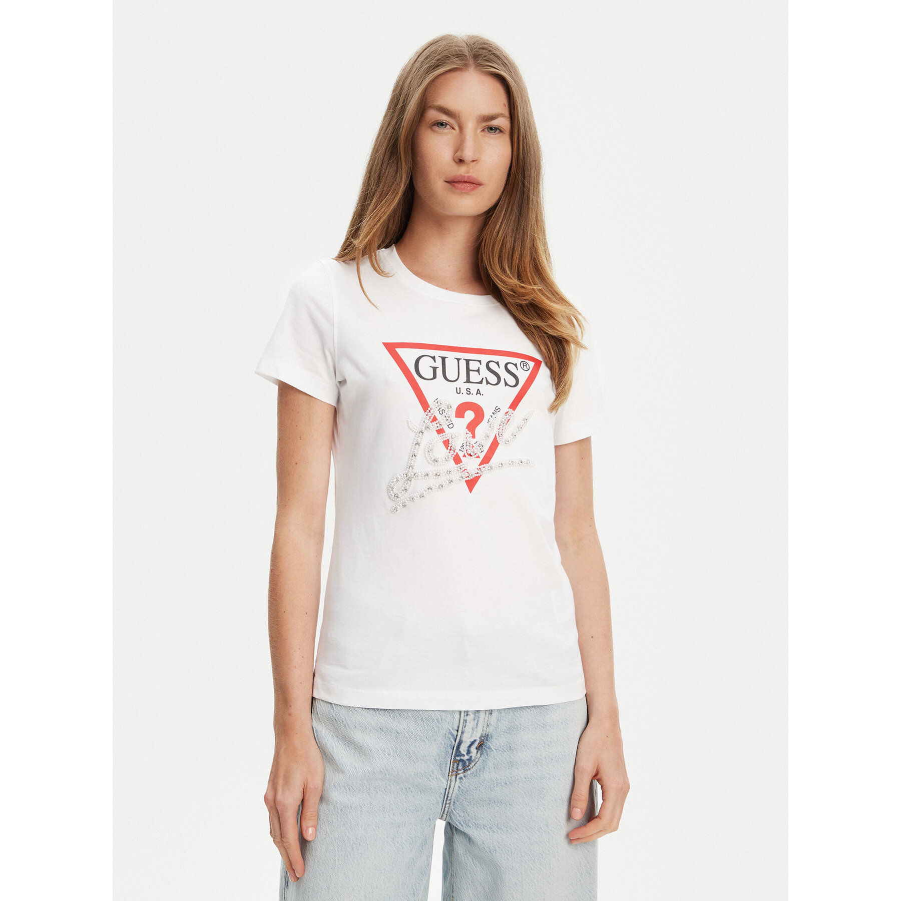 Guess Póló W5YI40 I3Z14 Fehér Regular Fit