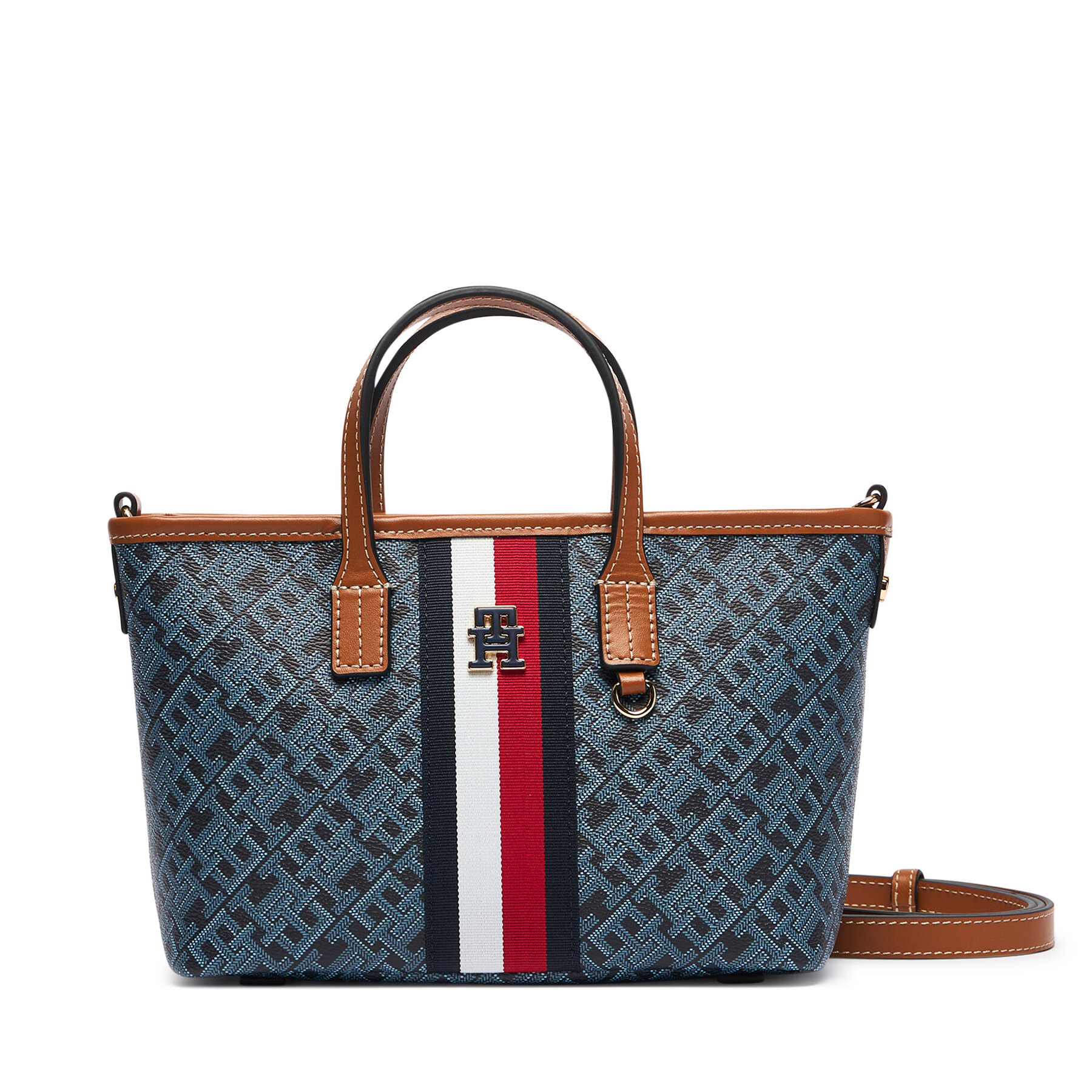 Kabelka Tommy Hilfiger Th Monoplay Mini Tote Corp AW0AW19177 Tmavomodrá
