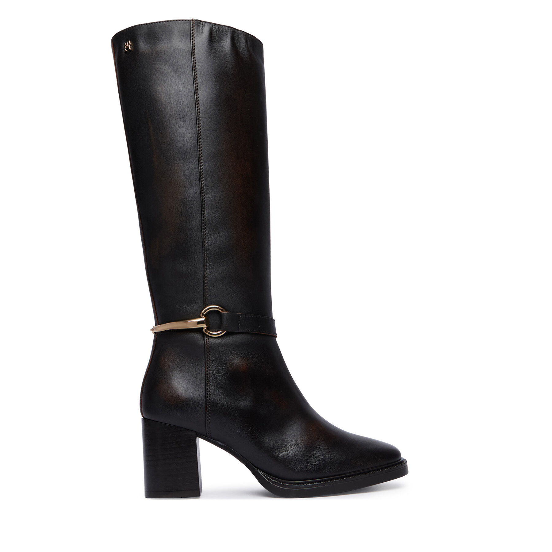 Cizme Tommy Hilfiger Th Stud Heel Riding Knee Boot FW0FW09551 Maro închis