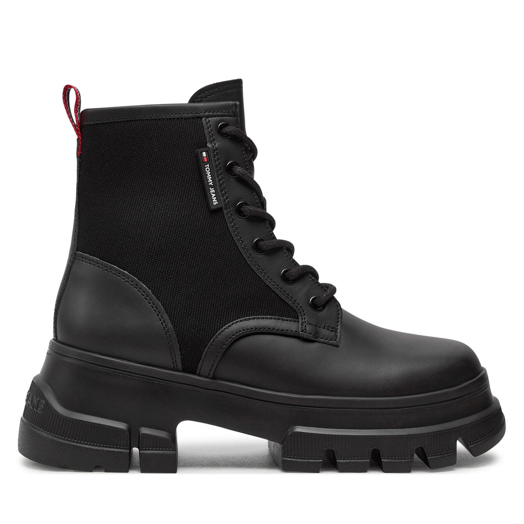 Turistická obuv Tommy Jeans Tjw Chunky Lace Up Boot Mix Mat EN0EN02554 Černá