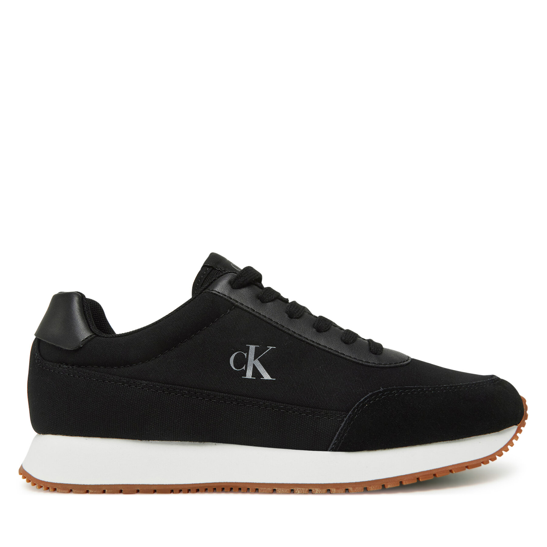 Damen Sneakers Calvin Klein Jeans, Schuhgröße 37, Schwarz, Retro Runner Low Laceup Canvas YW0YW01888