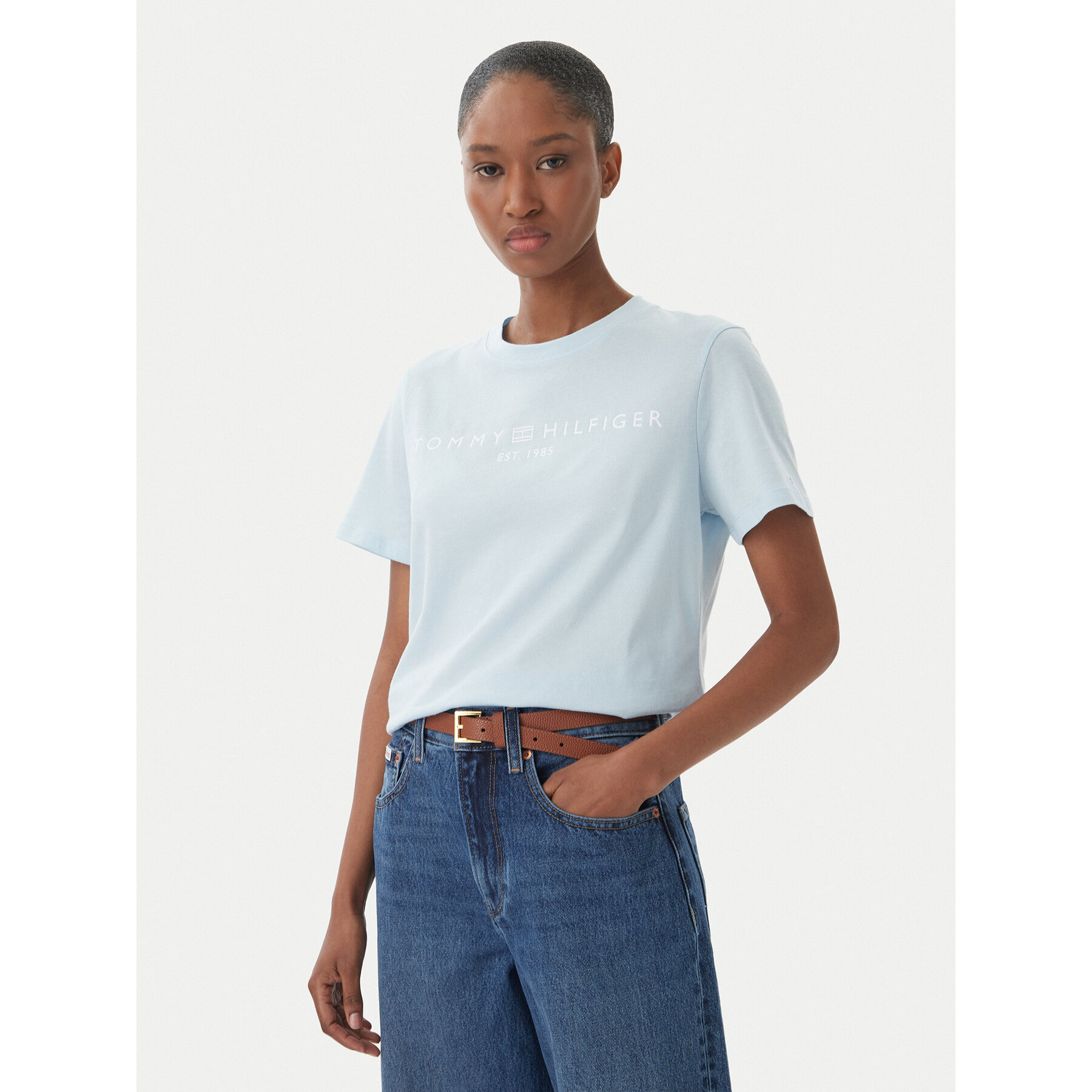 Tommy Hilfiger T-Shirt WW0WW40276 Hellblau Regular Fit