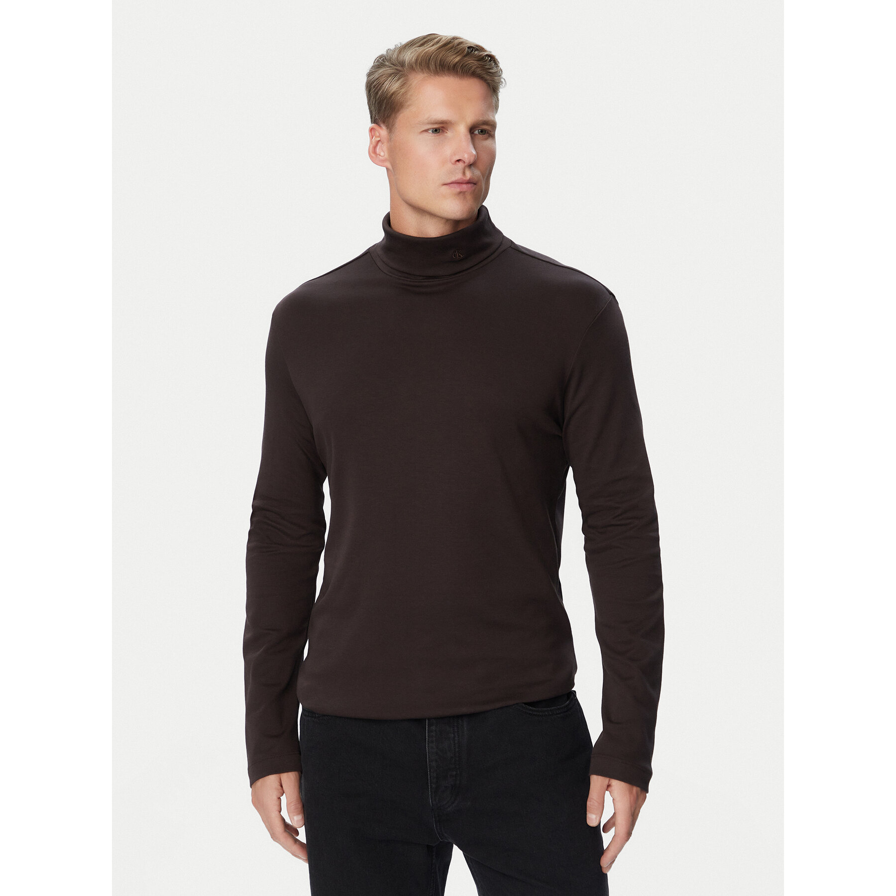 Calvin Klein Rollkragenpullover LV04LH215G Dunkelbraun Regular Fit