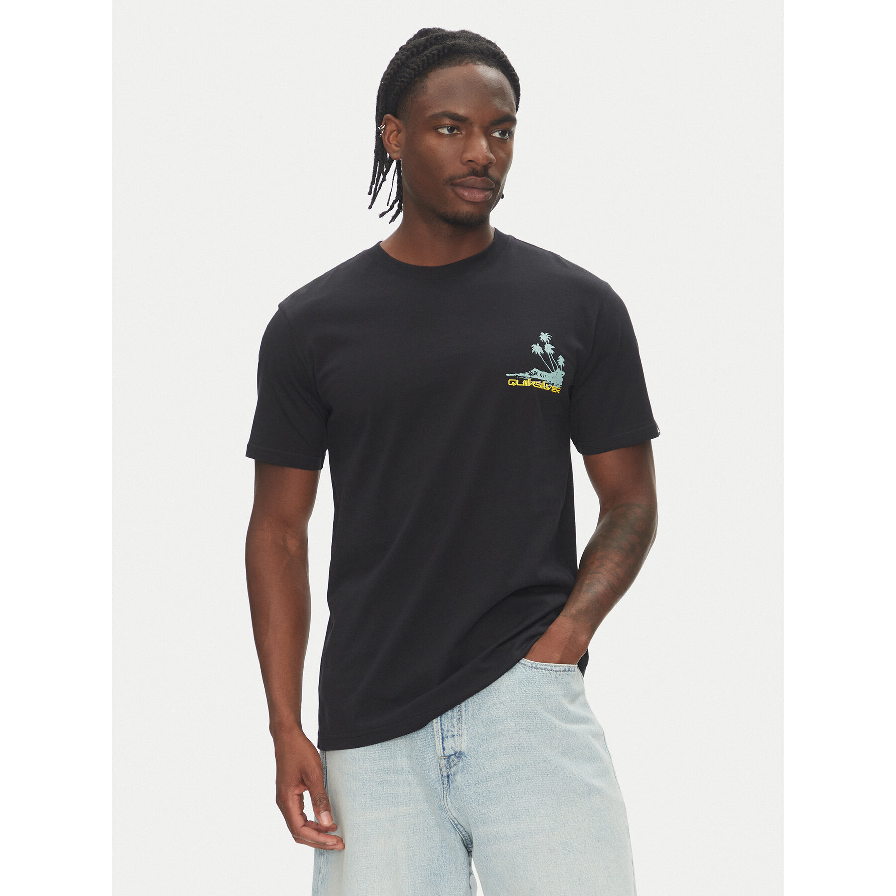 Quiksilver Majica Palm Lines Ss EQYZT08057 Črna