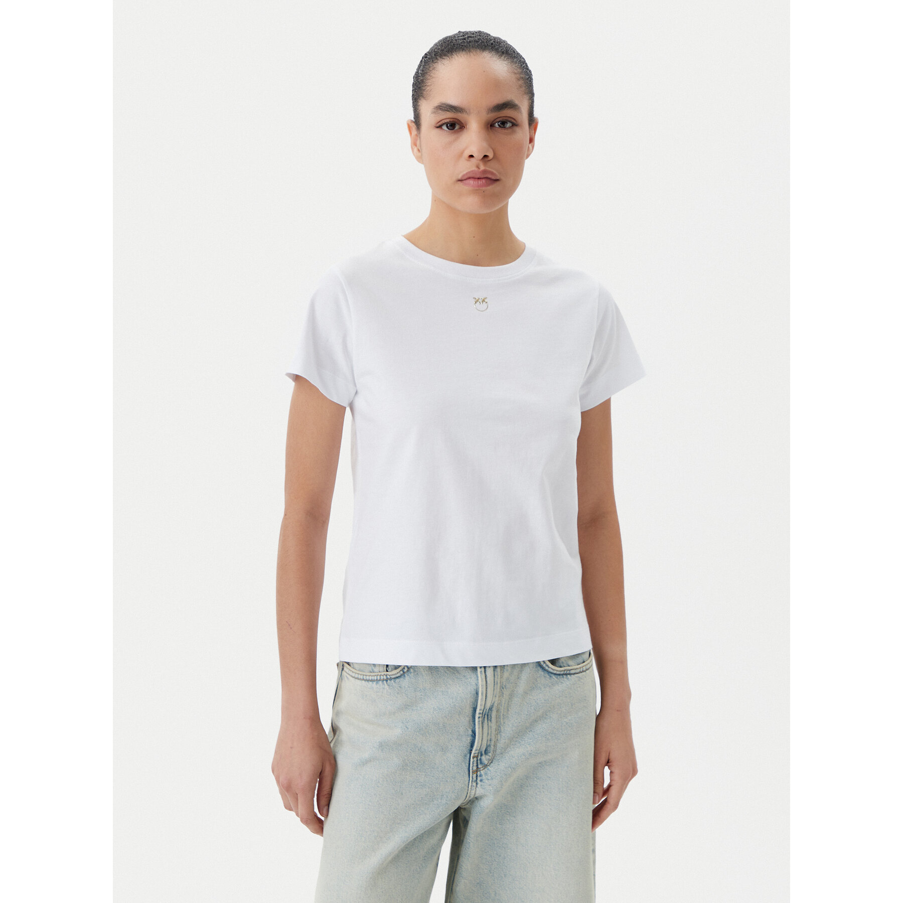PINKO T-Shirt Bussolotto 100373 A2OG Λευκό Regular Fit