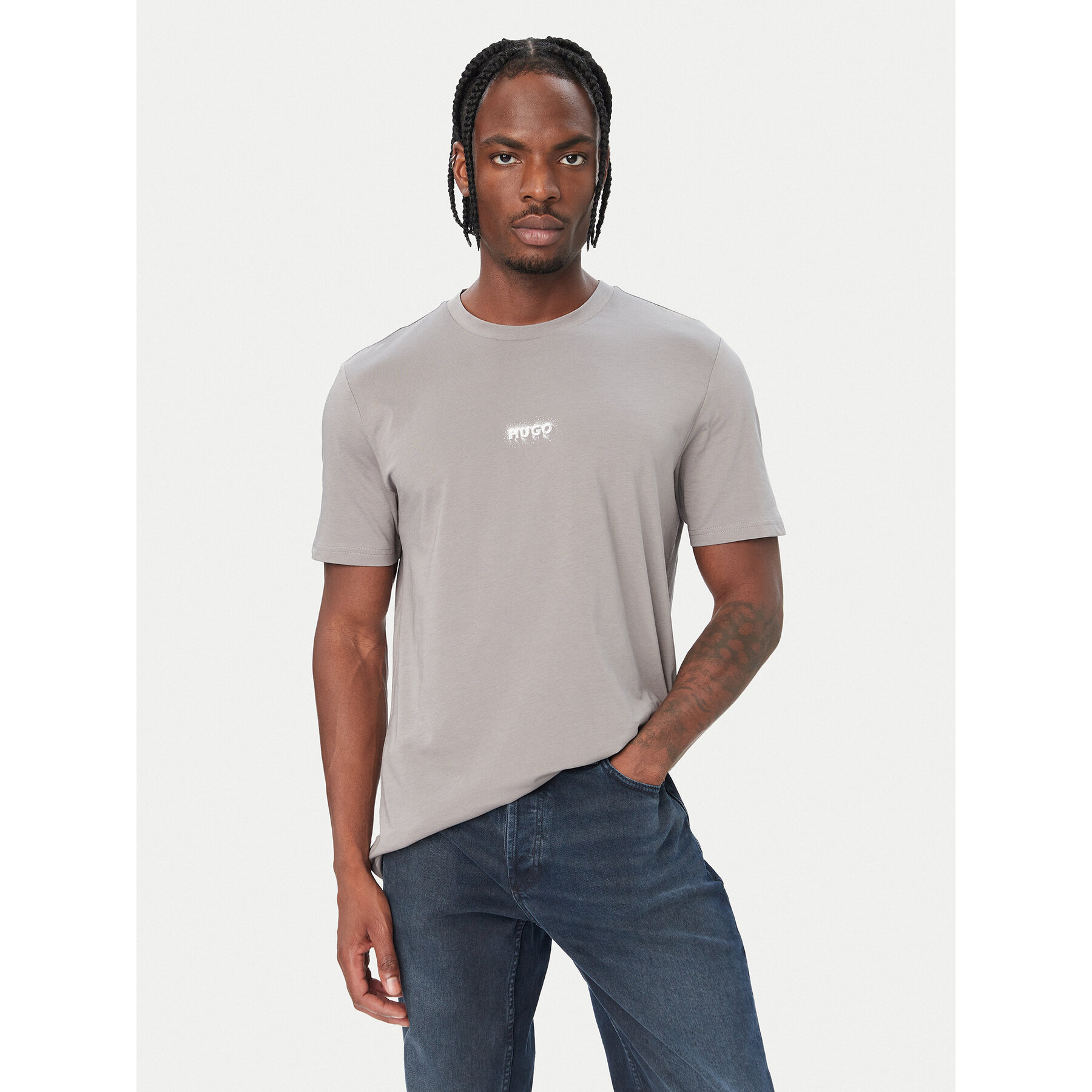 HUGO T-Shirt 50572412 Grau Regular Fit
