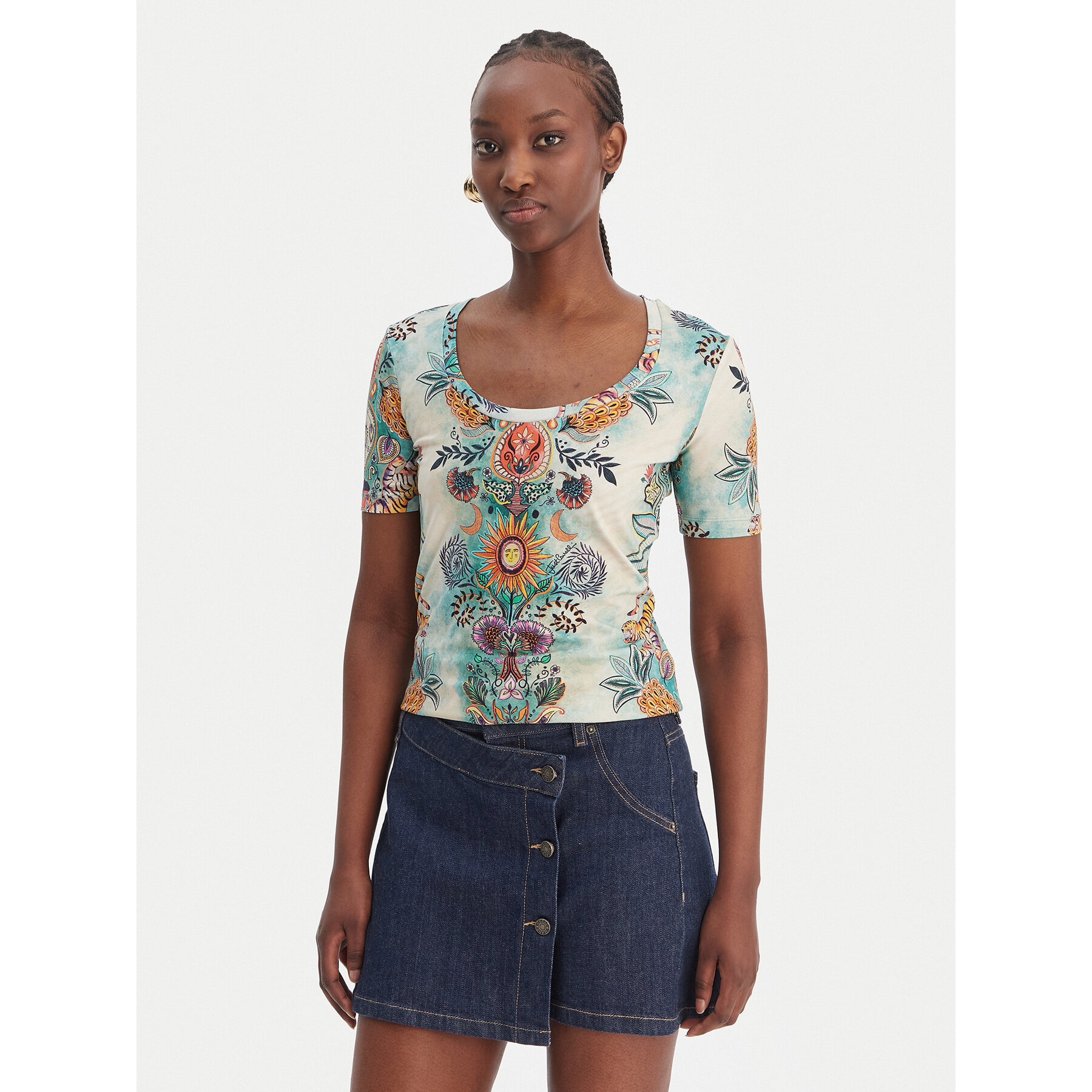 Just Cavalli T-shirt 80PAHE02 CJ112 Šarena Slim Fit