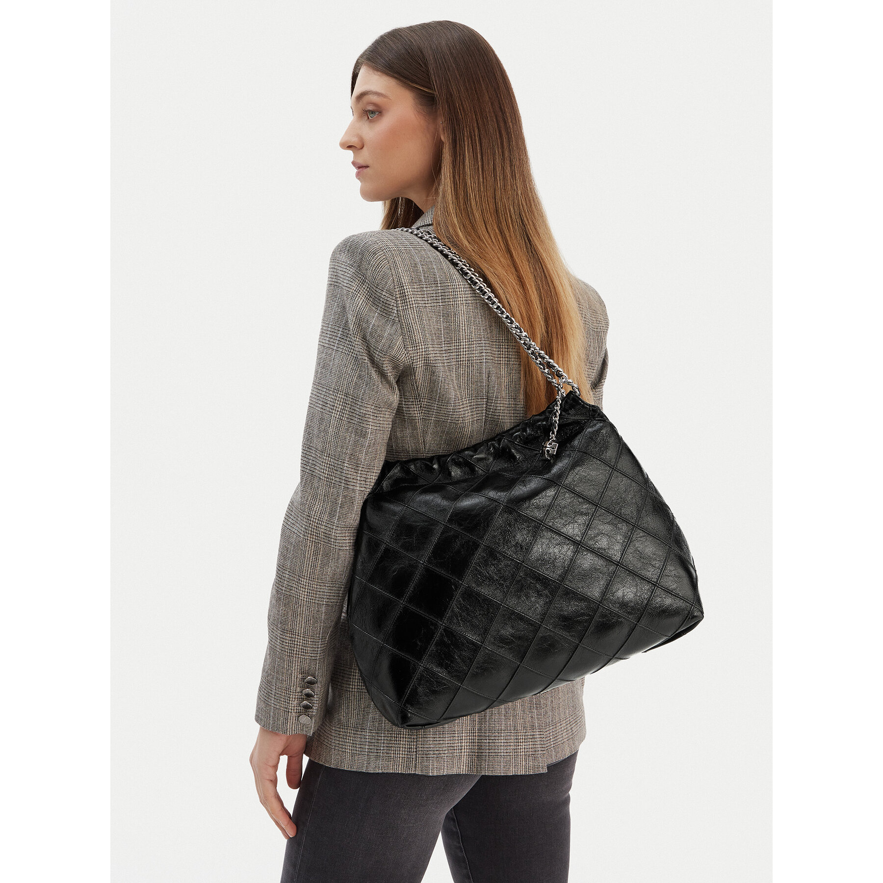 Táska Tory Burch Fleming Soft Distressed Hobo Bag 165170 Fekete