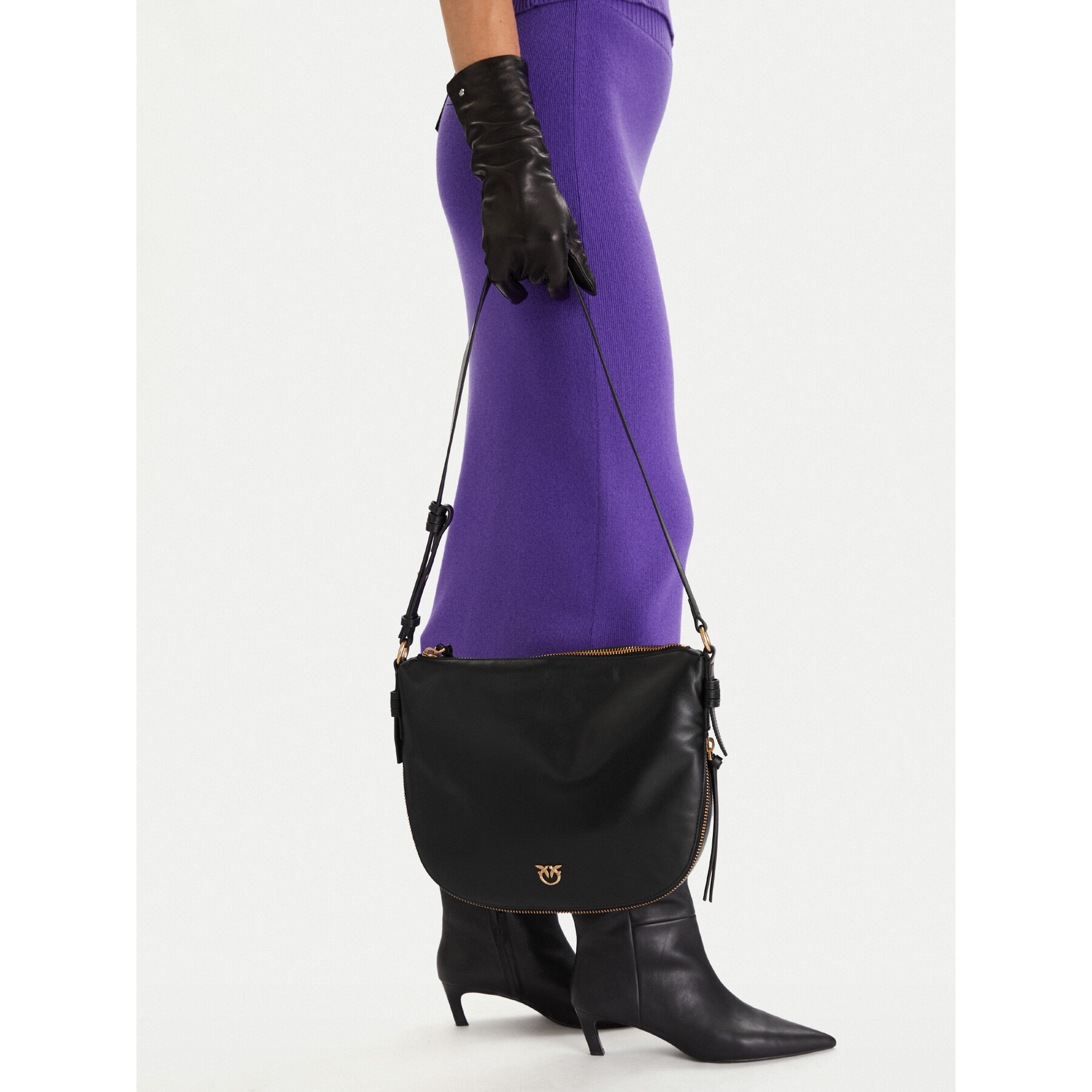 Geantă PINKO Hobo Zip Around Classic AI 25-26 PLTT 105113 A0QO Negru