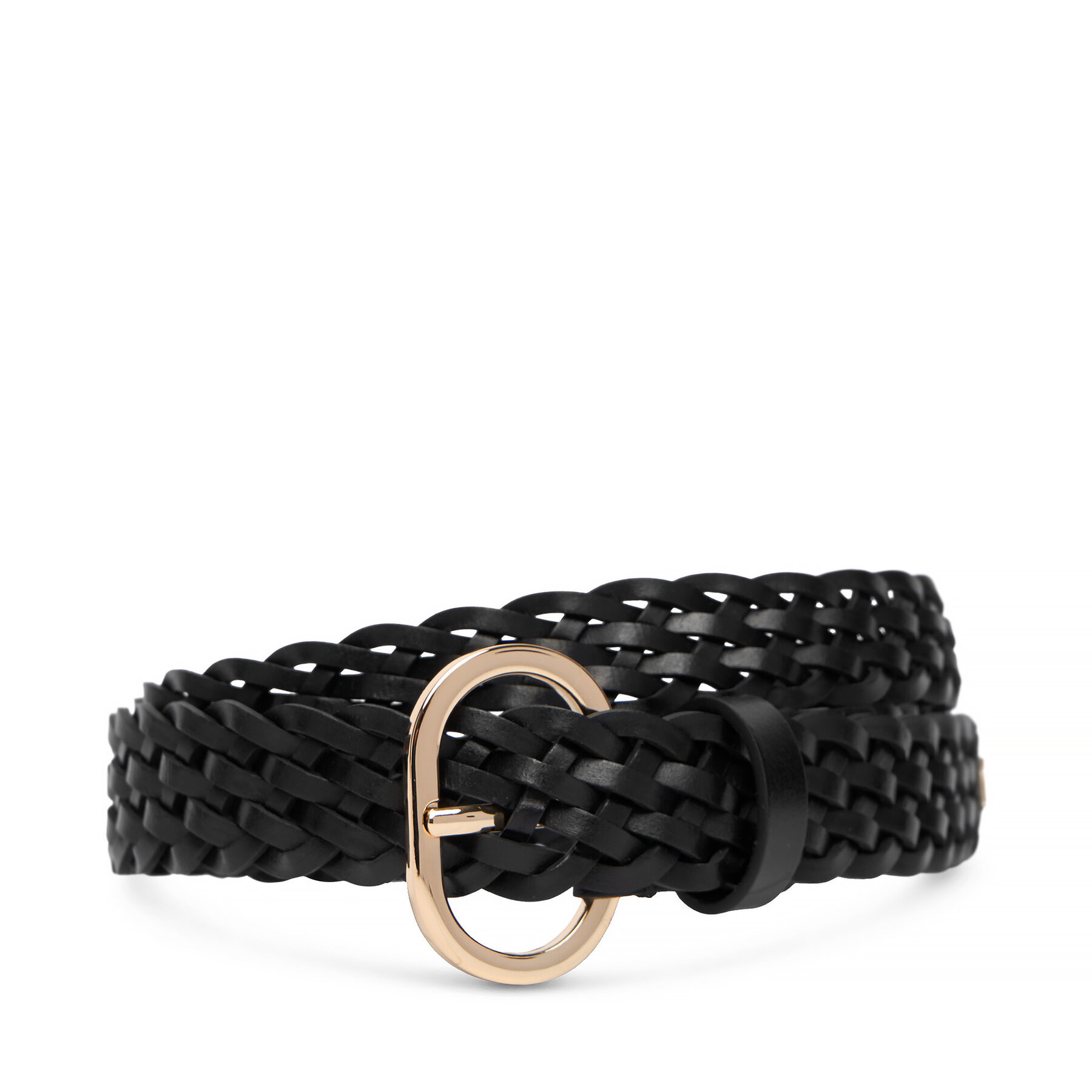 Dámsky opasok Tommy Hilfiger Th Chic 2.5 Woven Leather AW0AW18111 Čierna