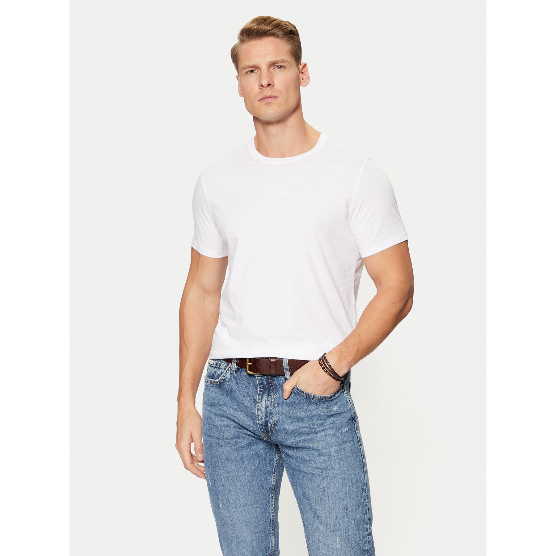 Guess T-Shirt M4GP39 K7HD0 Λευκό Regular Fit