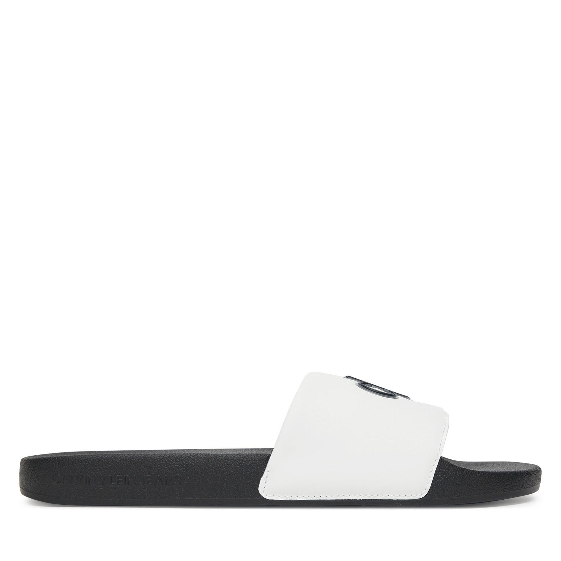 Uomo Ciabatte Calvin Klein Jeans, Taglia 43, Bianco, Slide Jelly Mono Pu YM0YM01281, taglia : 43