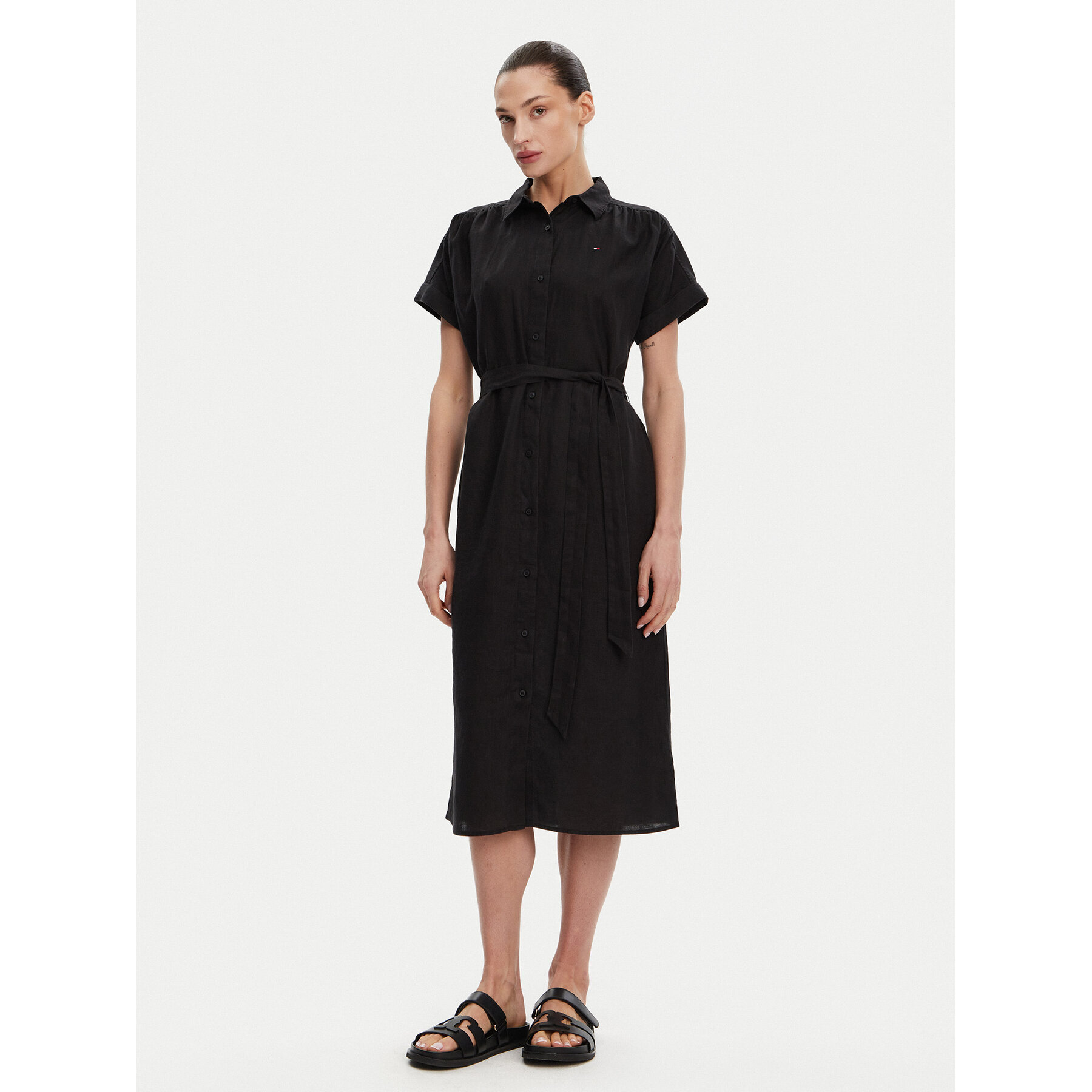 Tommy Hilfiger Hemdkleid Ess WW0WW44653 Schwarz Regular Fit