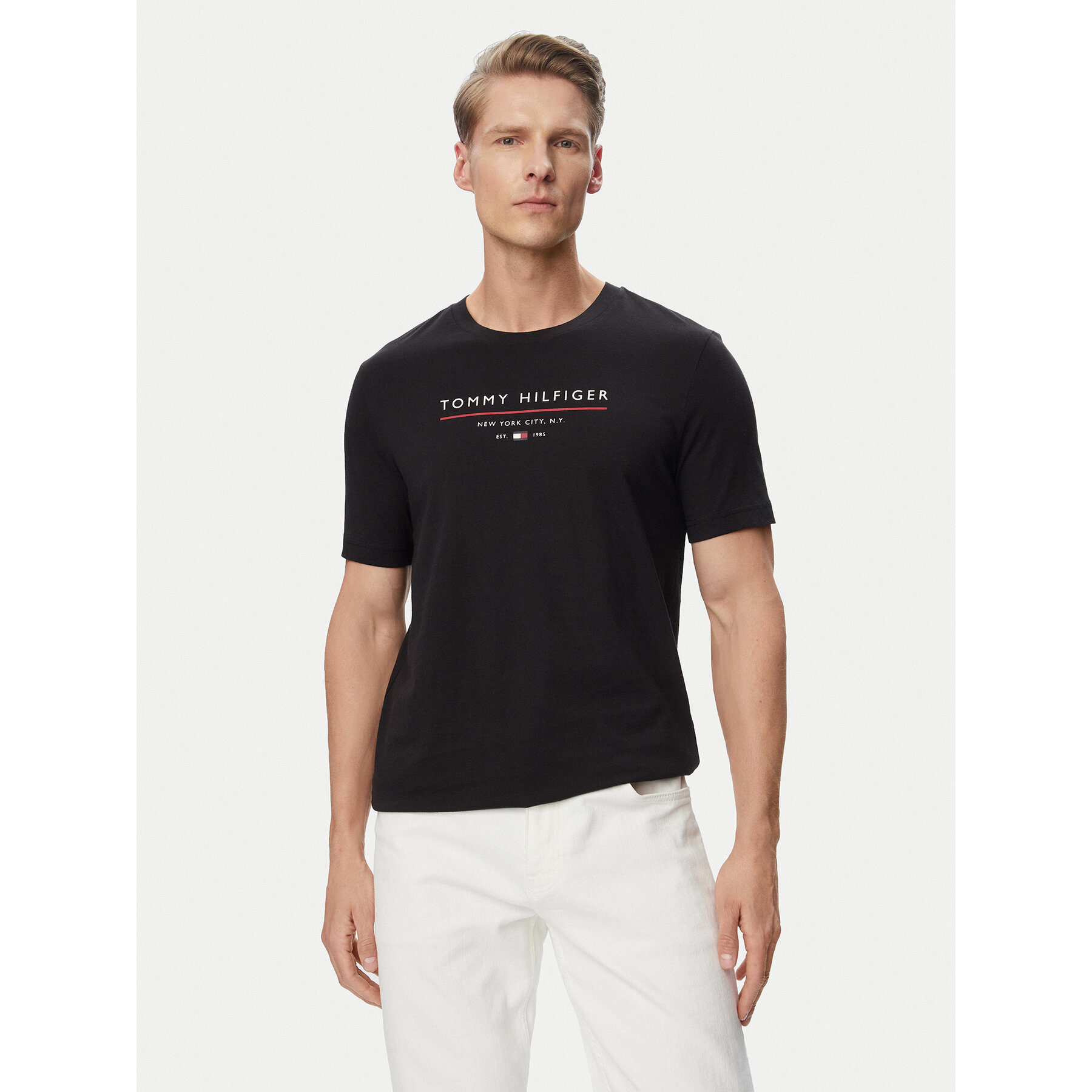 Tommy Hilfiger T-Shirt Brand Love MW0MW44359 Schwarz Regular Fit