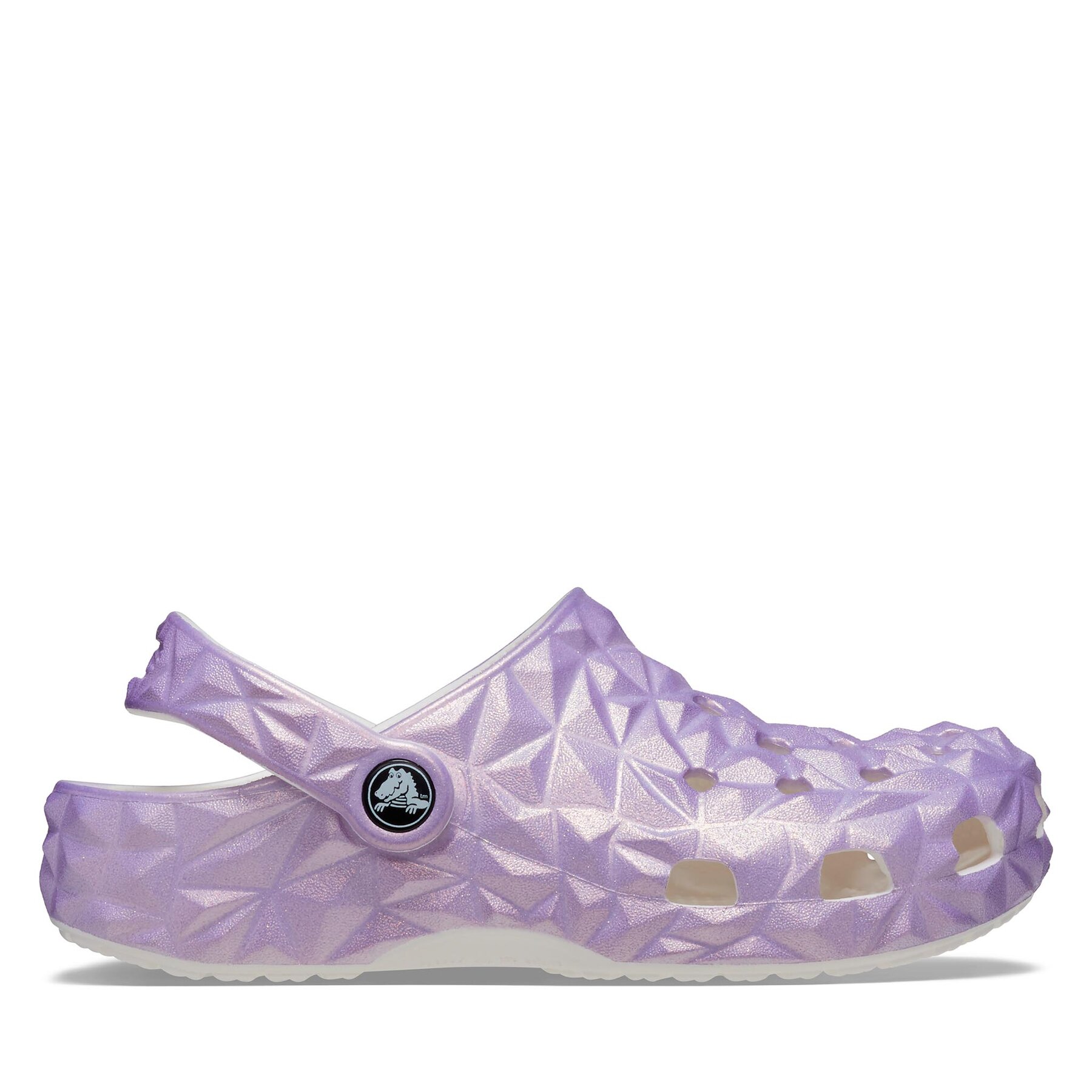 mules / sandales de bain crocs classic iridescent geo clog kids 209693 blanc