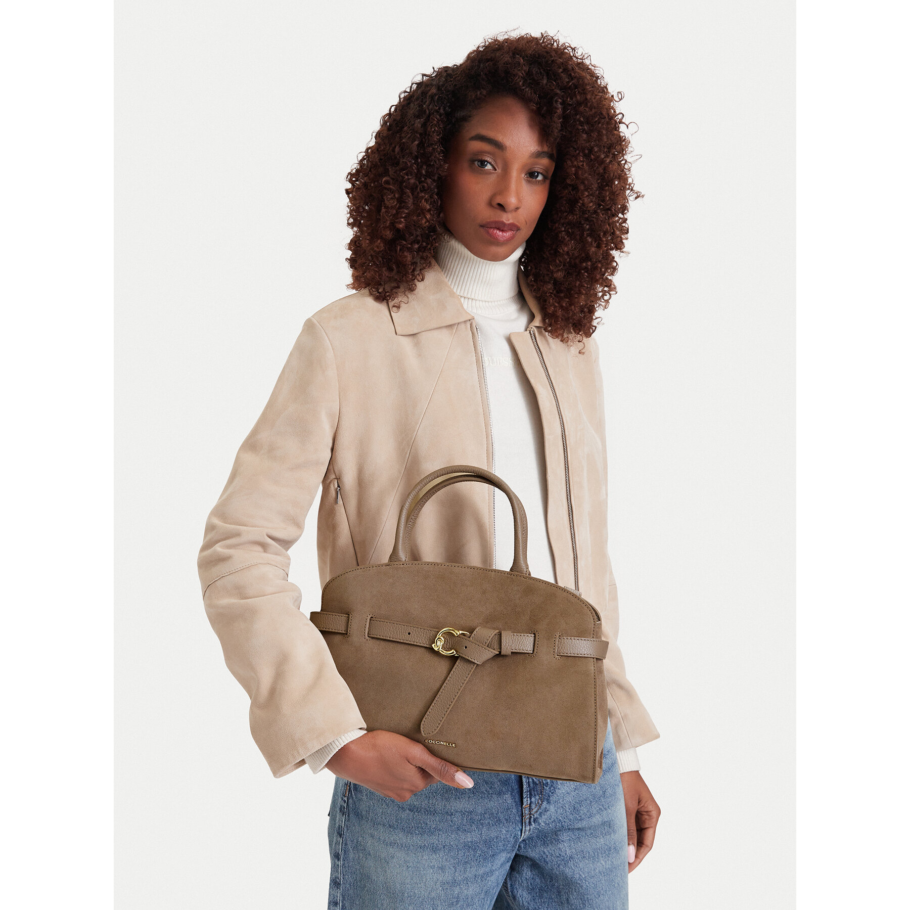 Geantă Coccinelle TLB Coccinellesabine Suede Bi E1 TLB 18 04 01 Bej închis