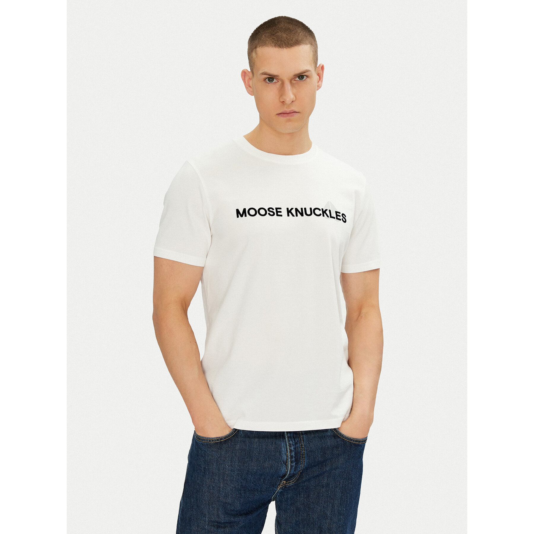 Moose Knuckles Póló Conway M15MT760 Ekru Regular Fit