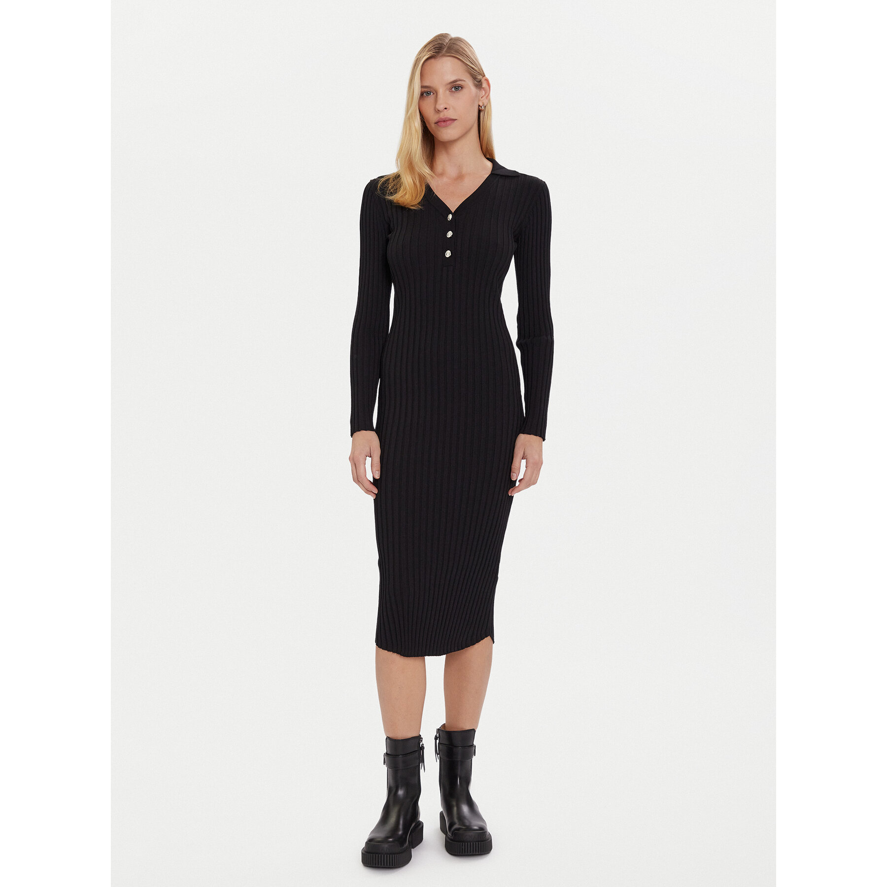 Morgan Strickkleid 252-RMEXAS Schwarz Slim Fit
