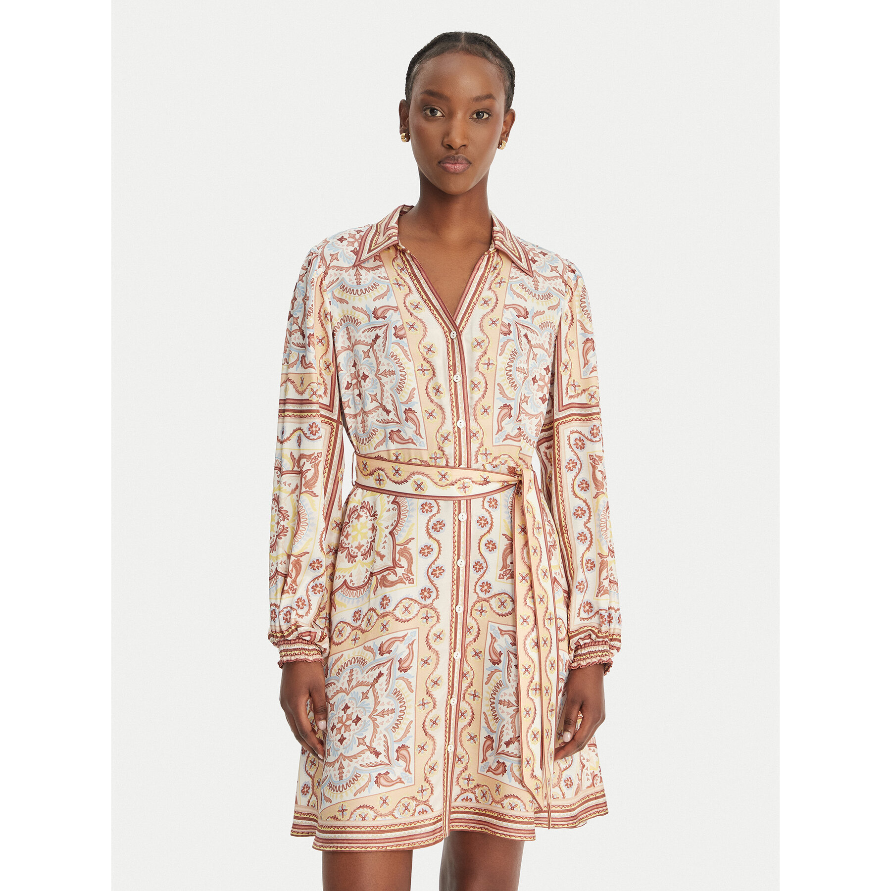 Hale Bob Hemdkleid with silk Arlo 5ZTM670A Beige Regular Fit