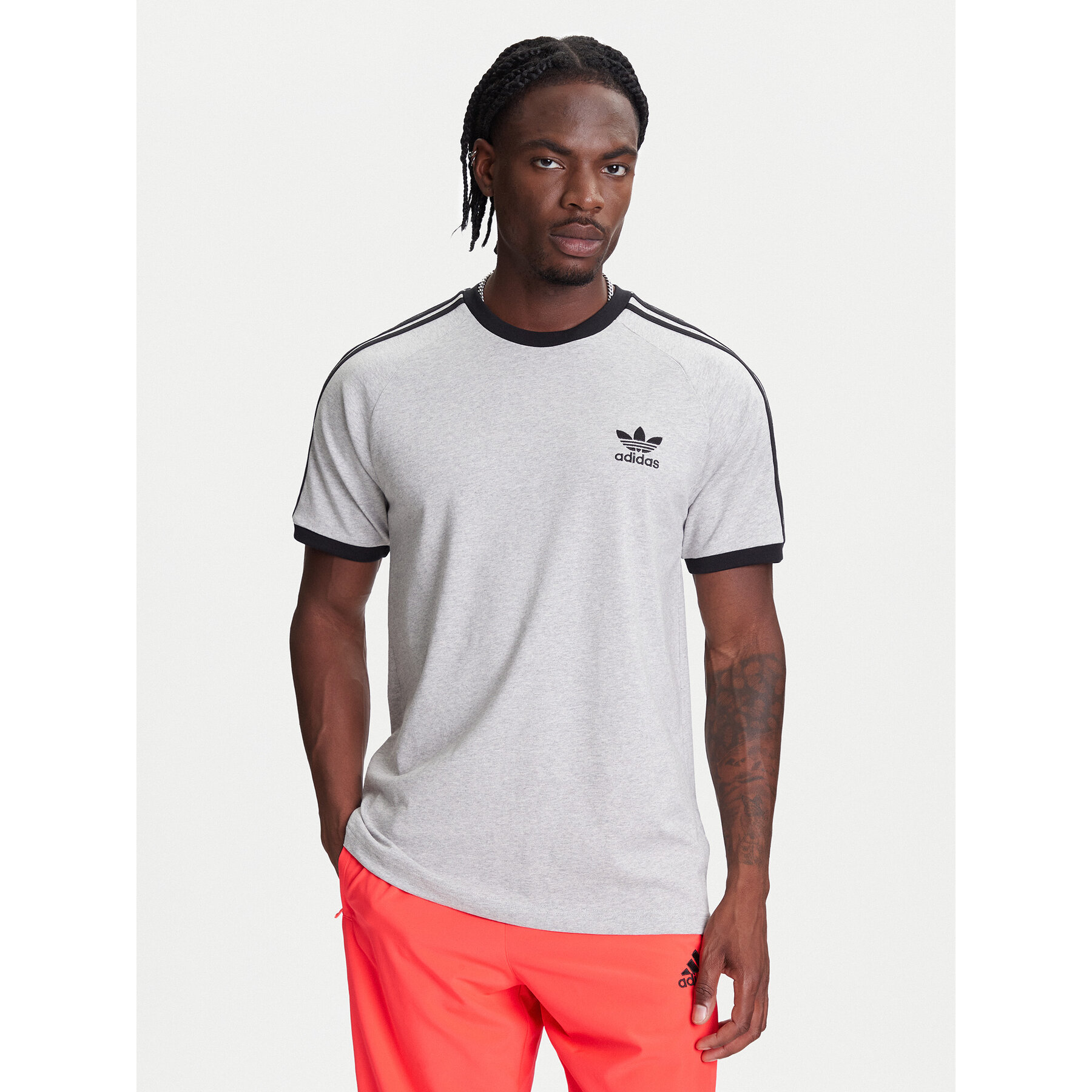 adidas T-Shirt adicolor Classics 3-Stripes JY1369 Γκρι Slim Fit