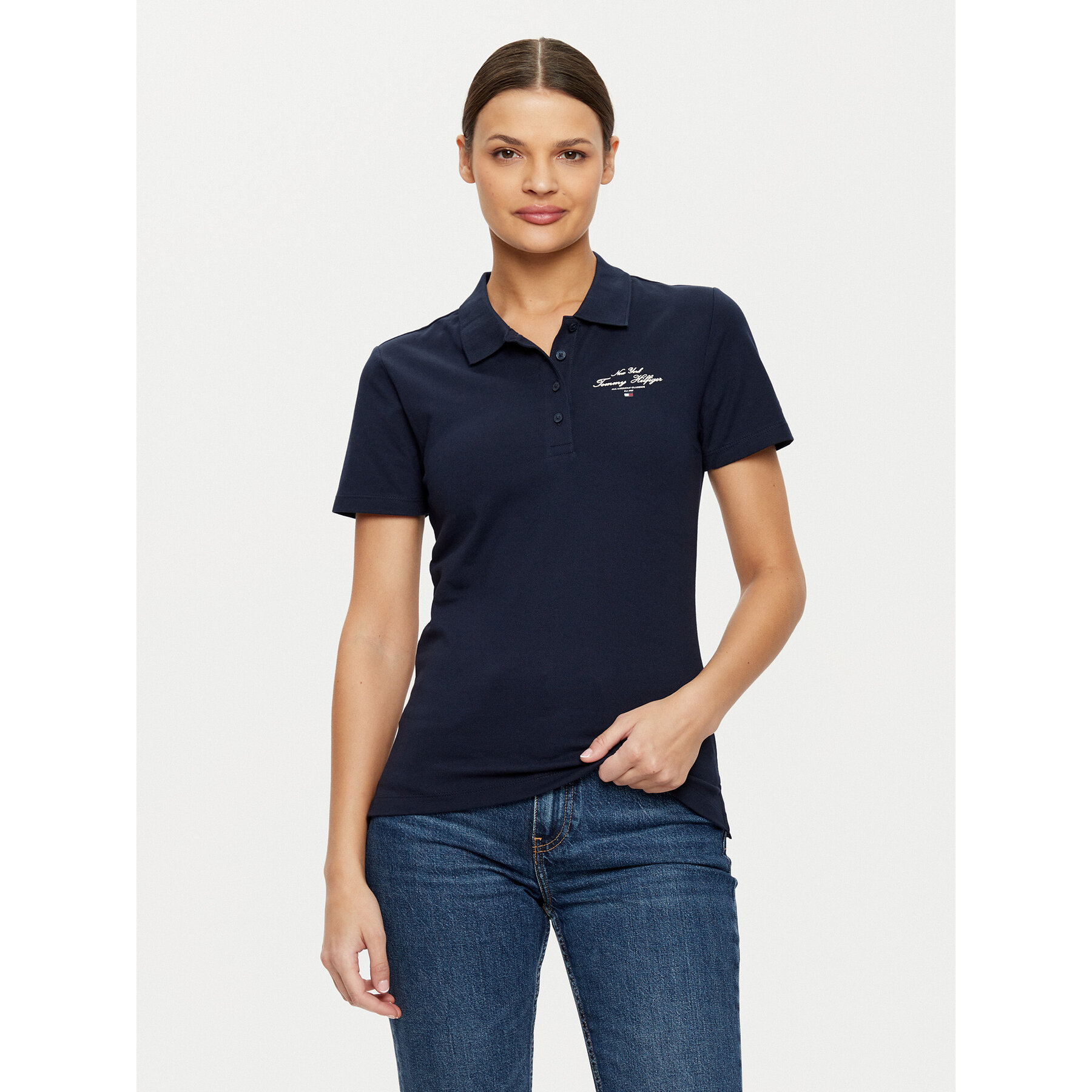 Tommy Hilfiger Pólóing WW0WW43930 Sötétkék Slim Fit