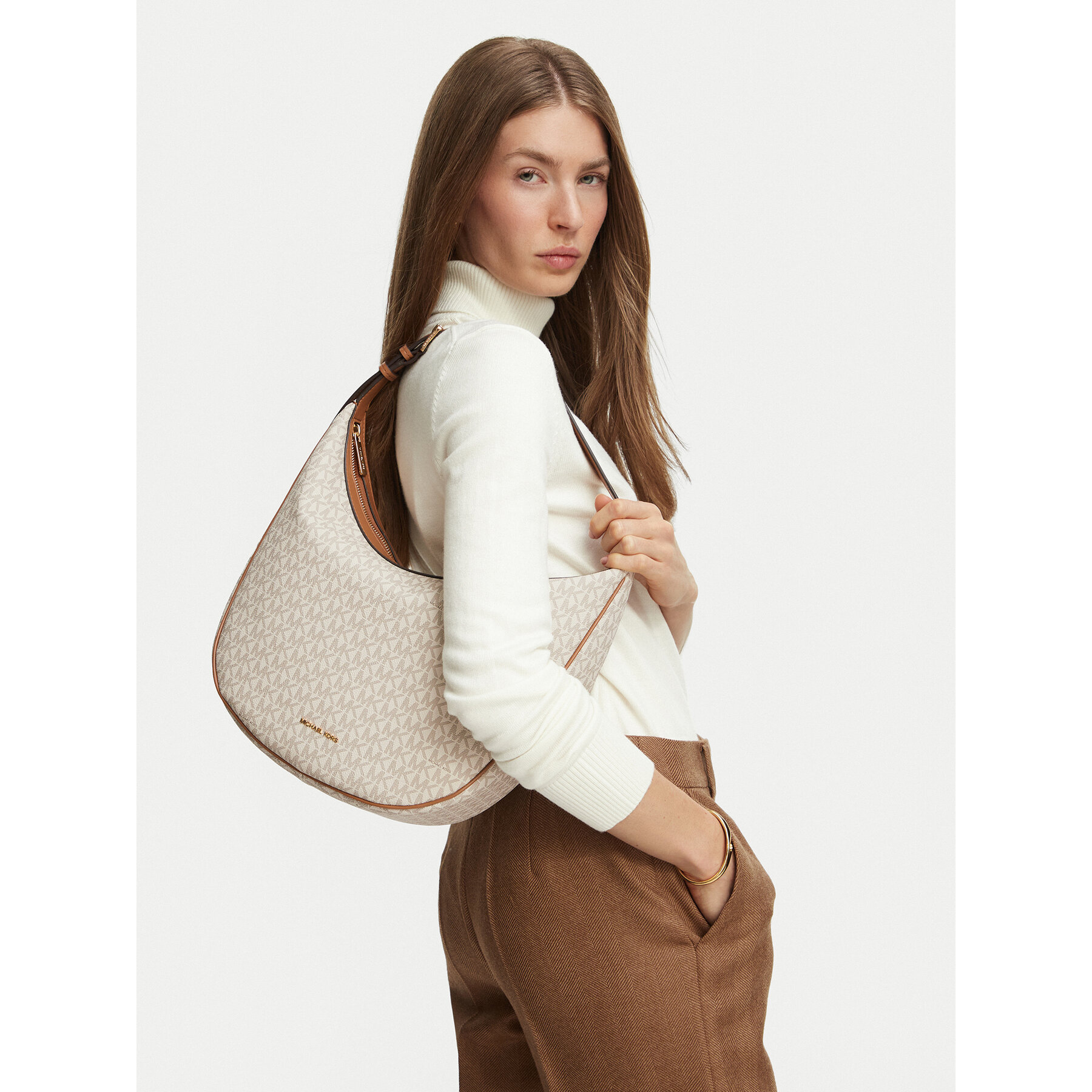 Дамска чанта MICHAEL Michael Kors Skye Md 30F6G19L6B Кремав