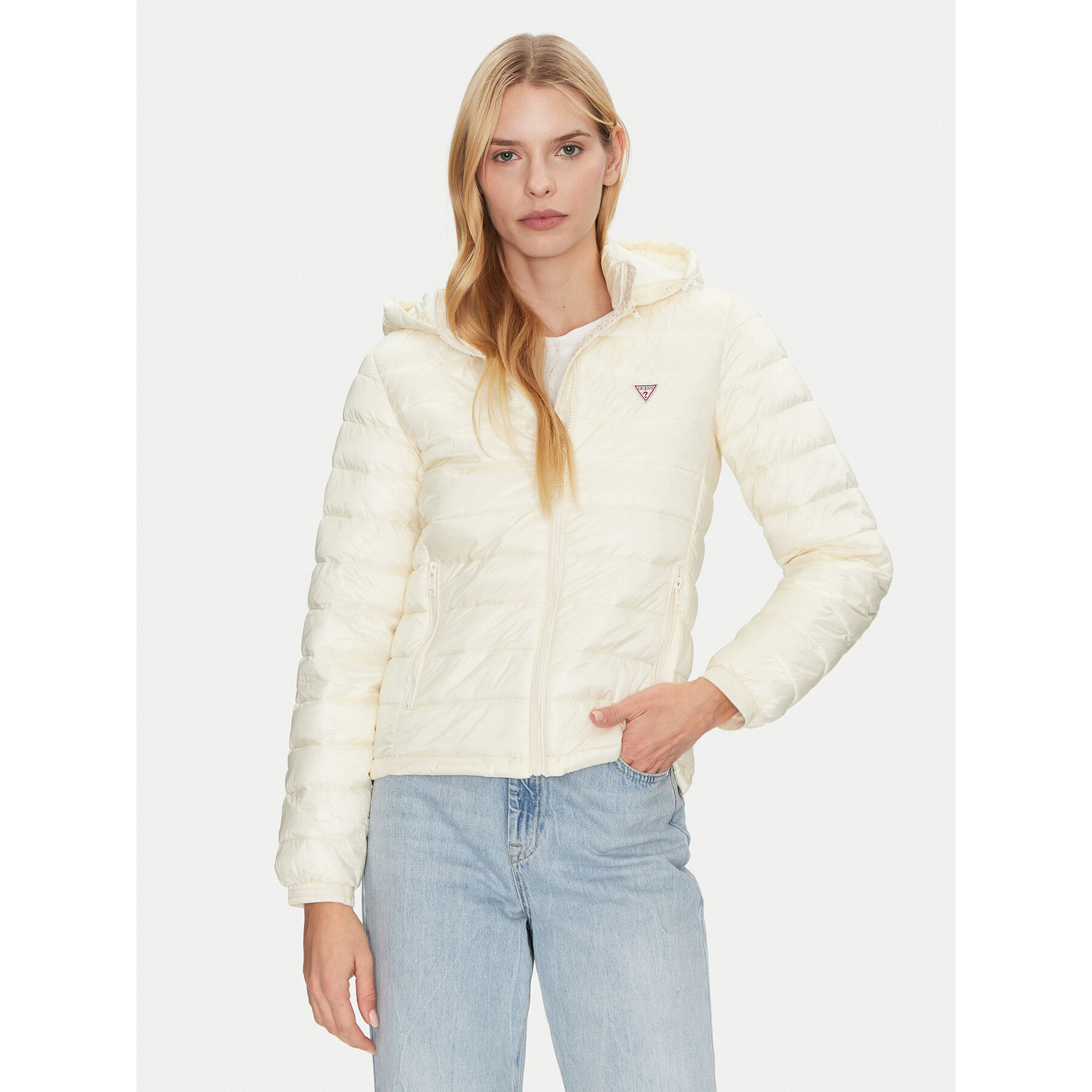 Guess Jeans Daunenjacke W5RL99 WHAB2 Écru Regular Fit