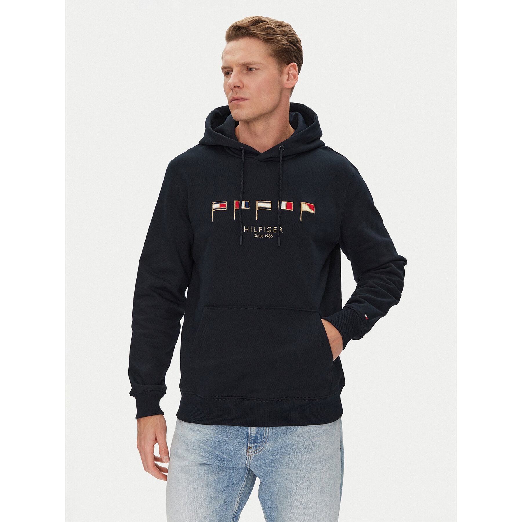 Tommy Hilfiger Sweatshirt Multi Flags MW0MW38666 Dunkelblau Regular Fit