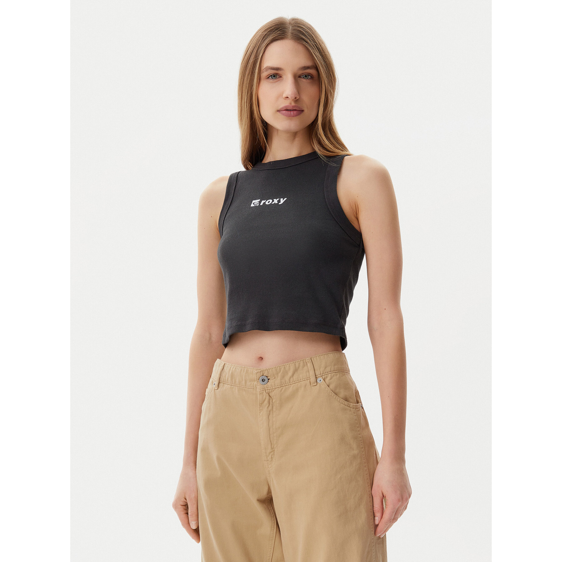 Roxy Marškinėliai ERJKT04261 Pilka Slim Fit